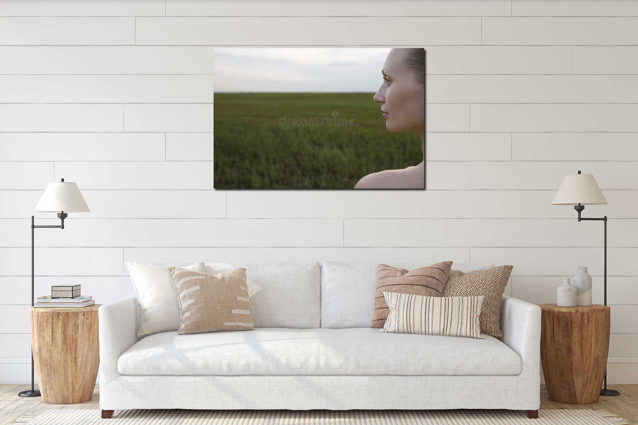 Canvas hanging interior mockup