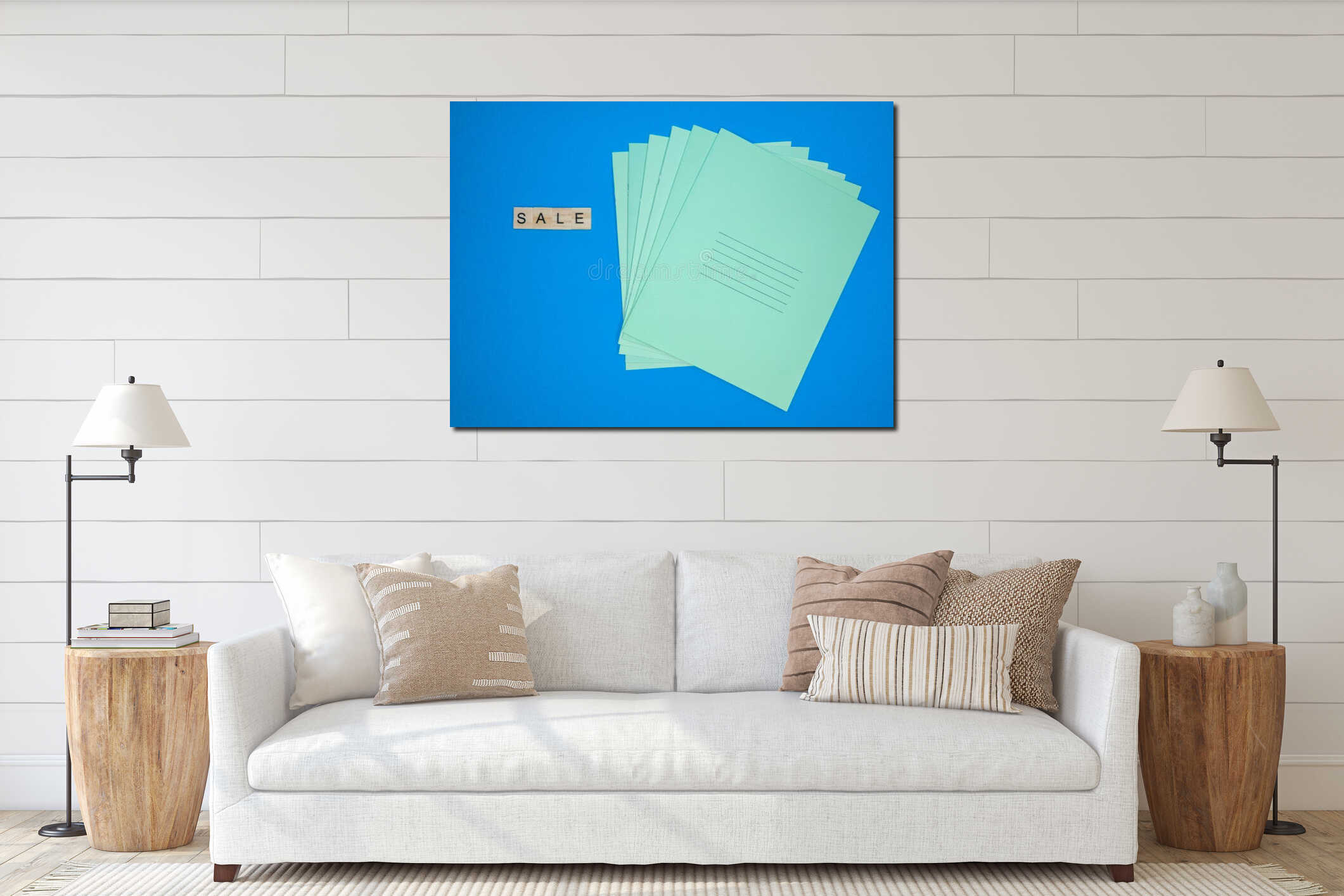 Canvas hanging interior mockup