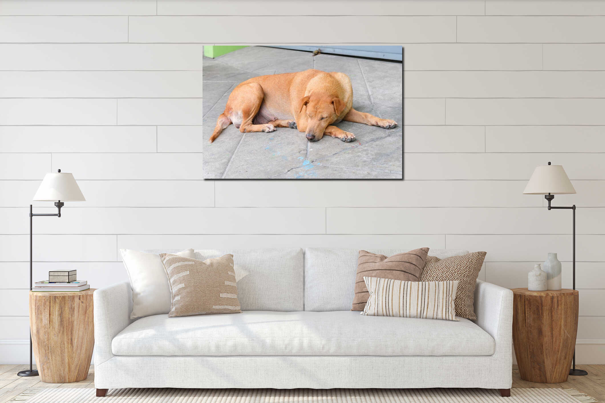 Canvas hanging interior mockup