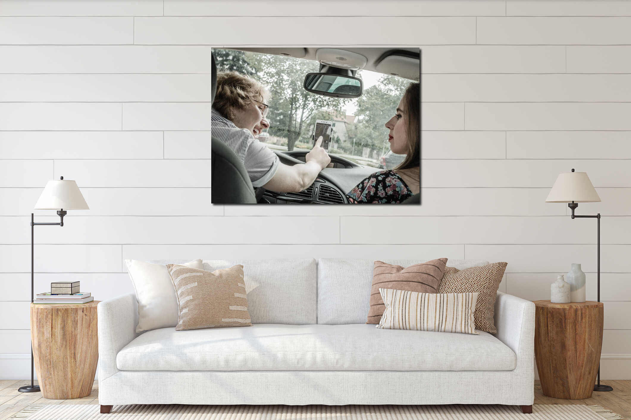 Canvas hanging interior mockup