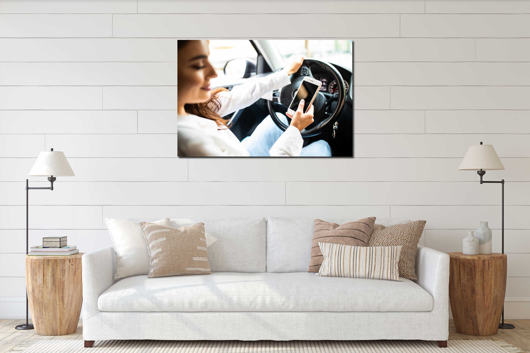 Canvas hanging interior mockup