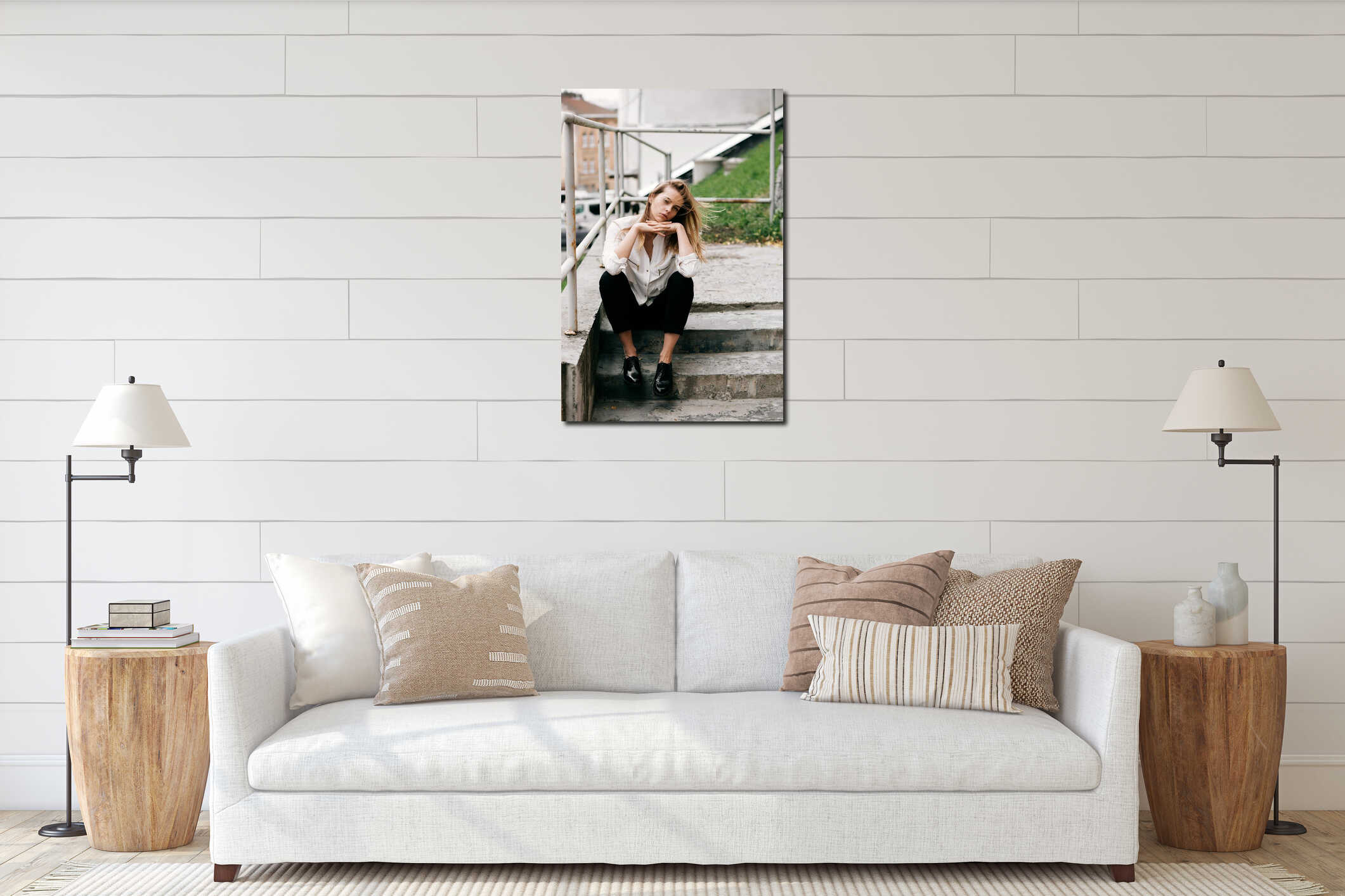 Canvas hanging interior mockup