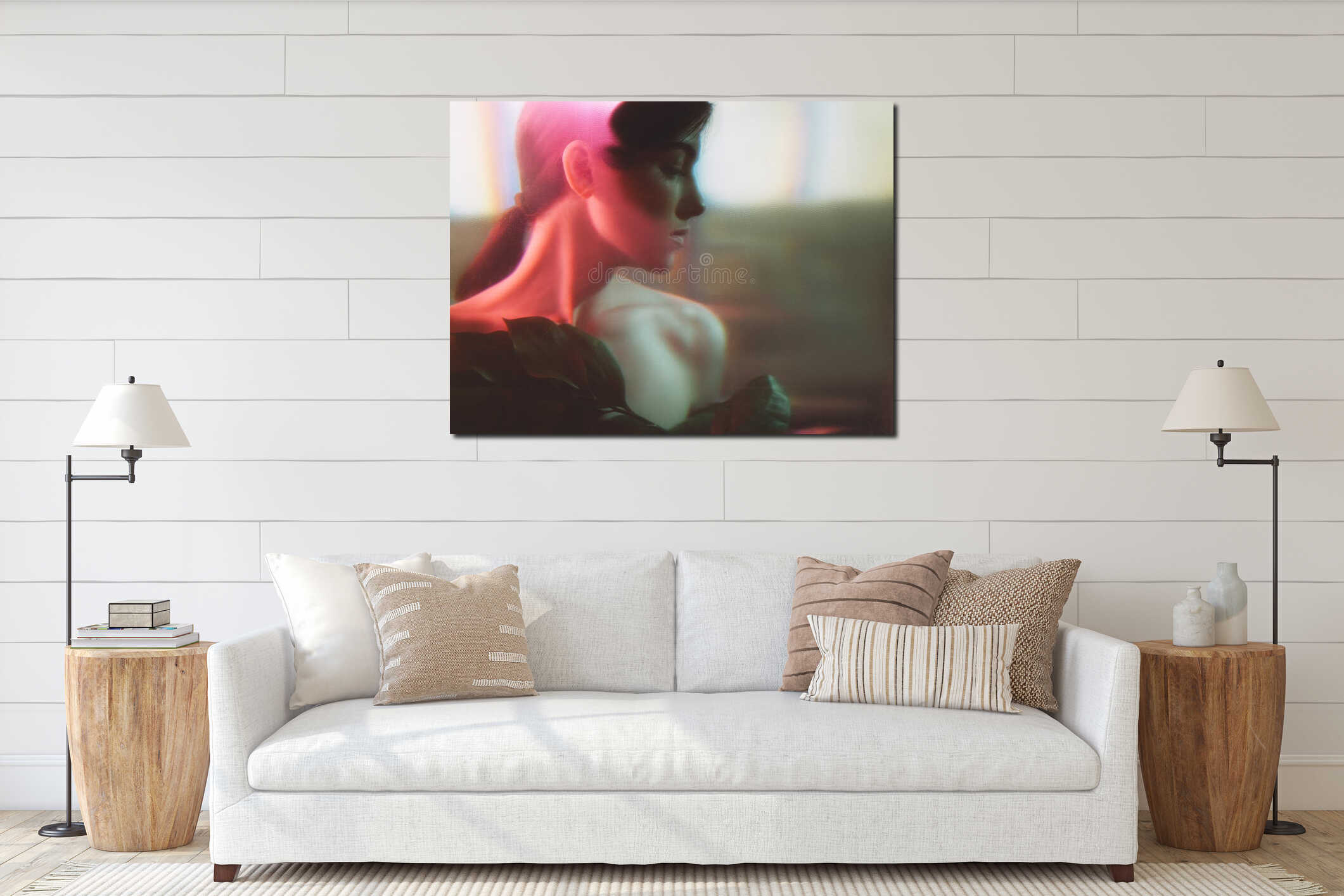 Canvas hanging interior mockup