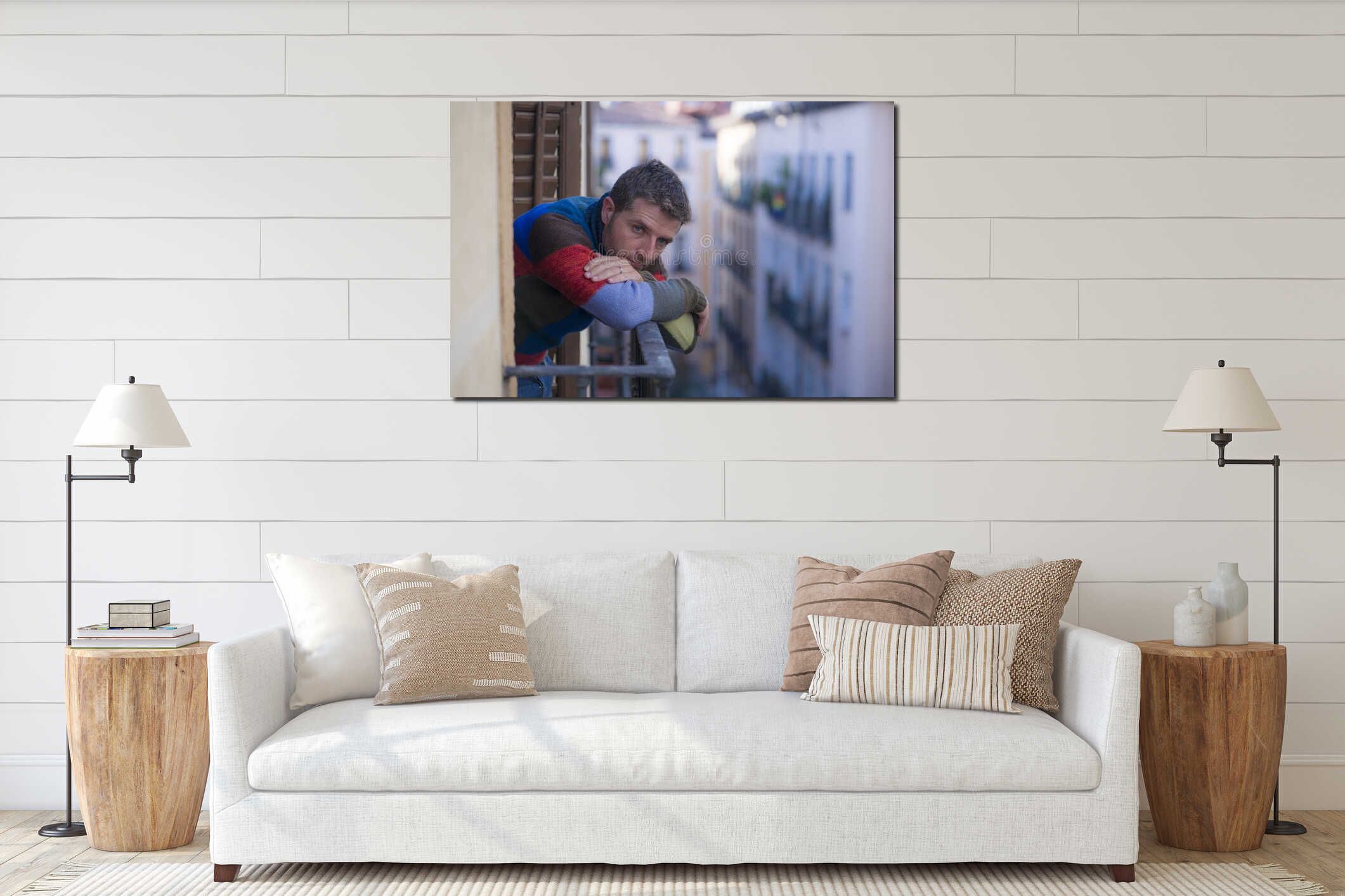 Canvas hanging interior mockup