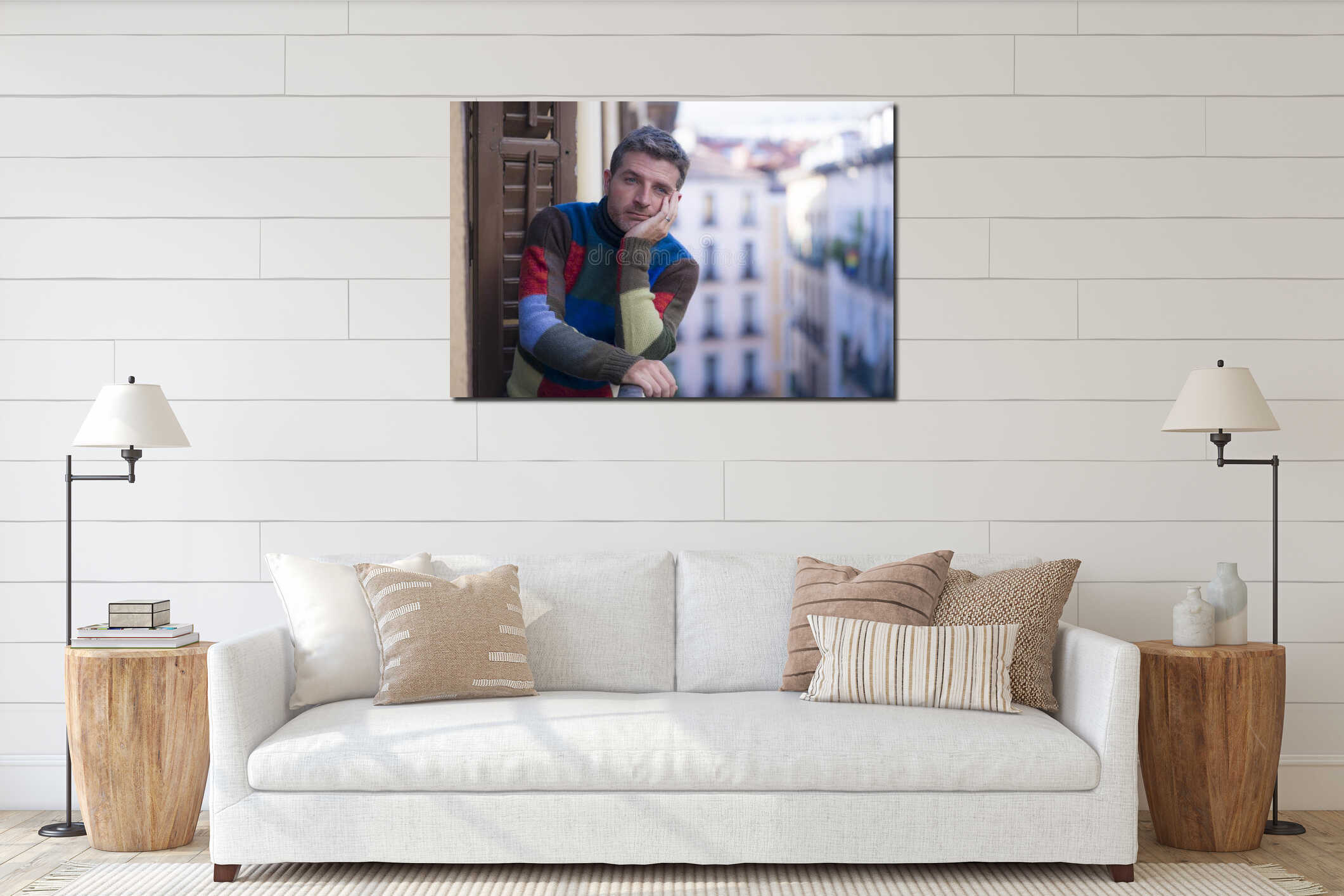 Canvas hanging interior mockup