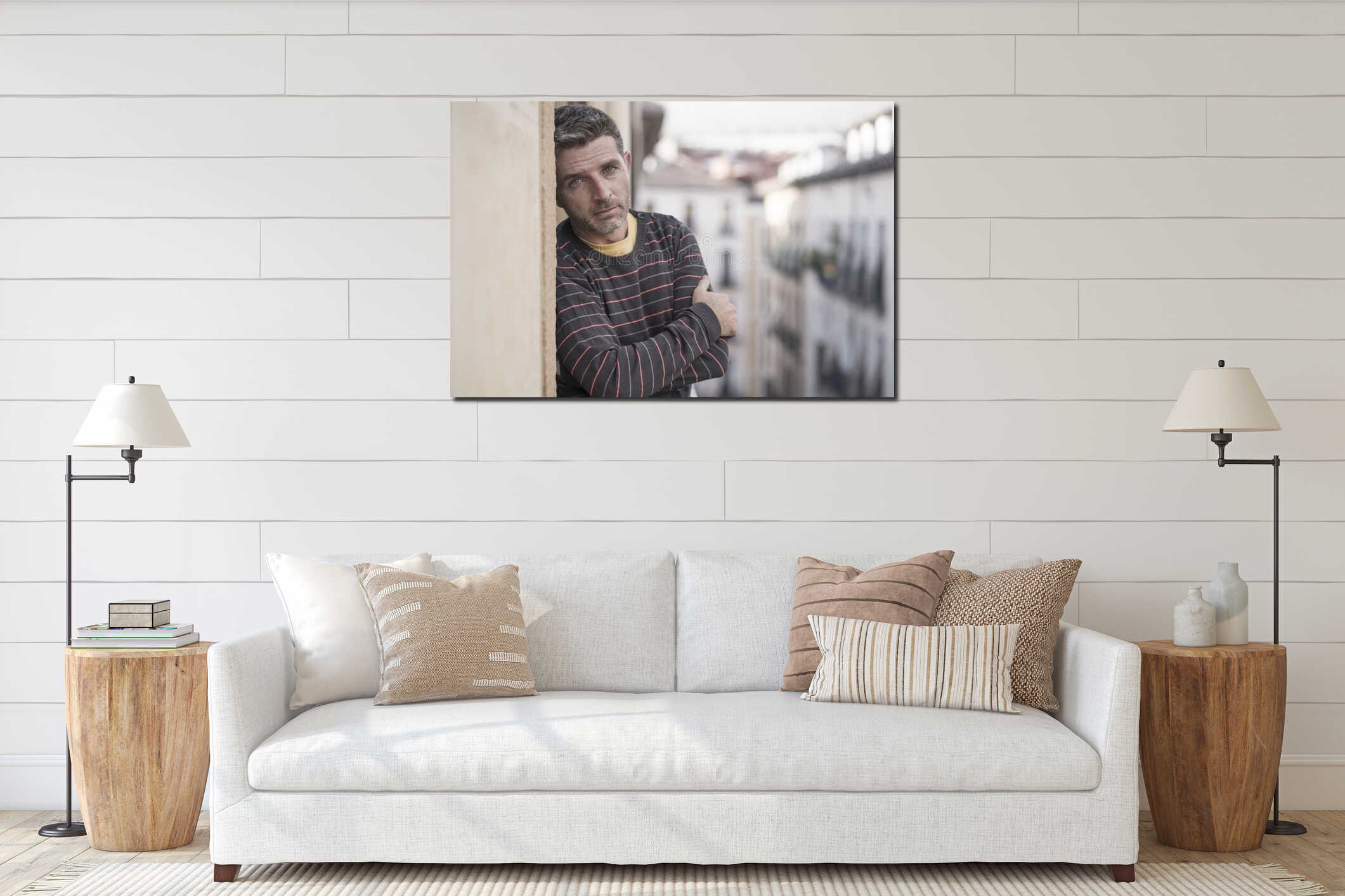 Canvas hanging interior mockup