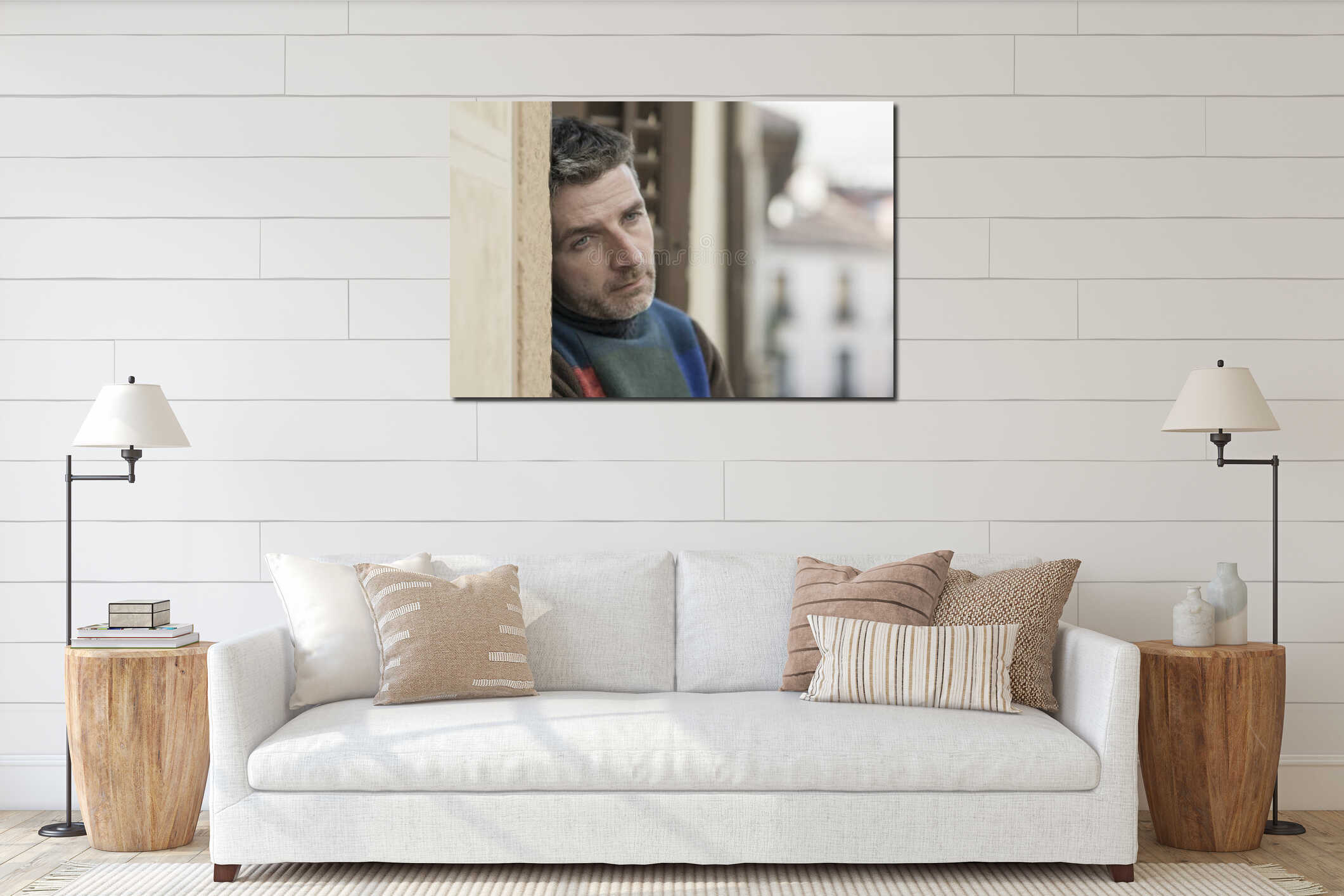 Canvas hanging interior mockup