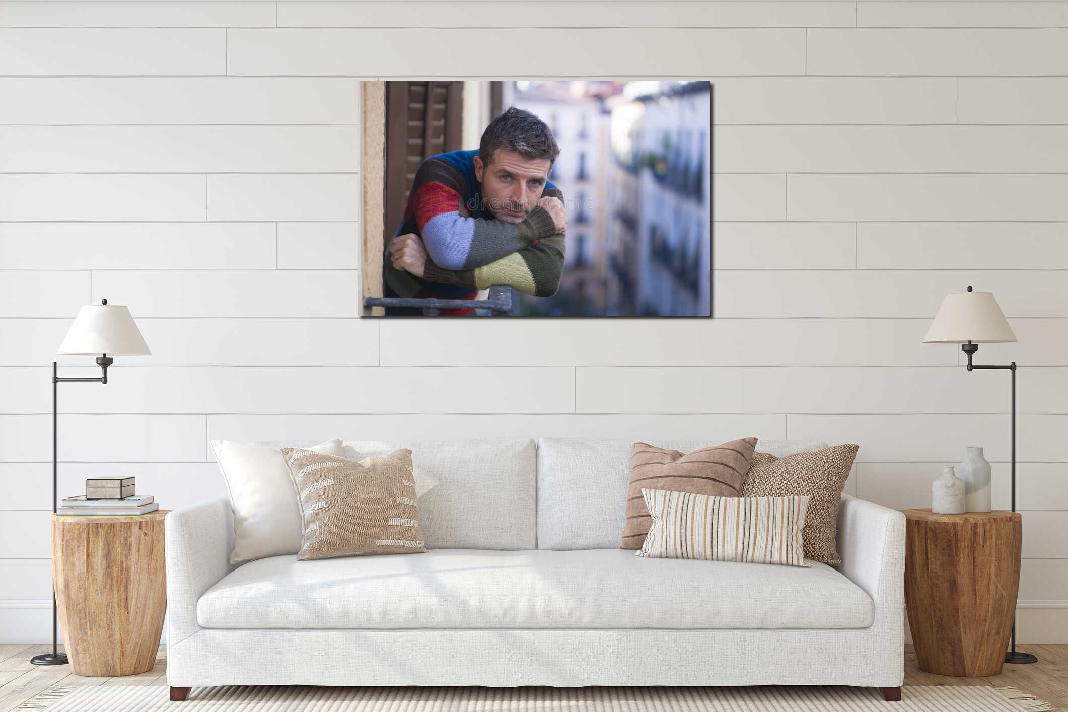 Canvas hanging interior mockup