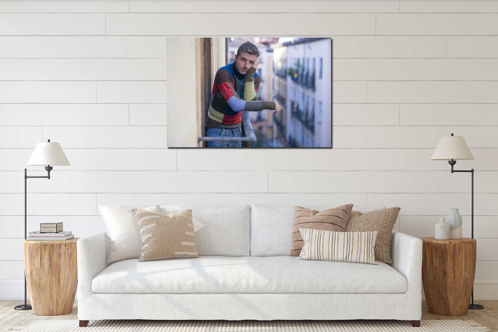 Canvas hanging interior mockup