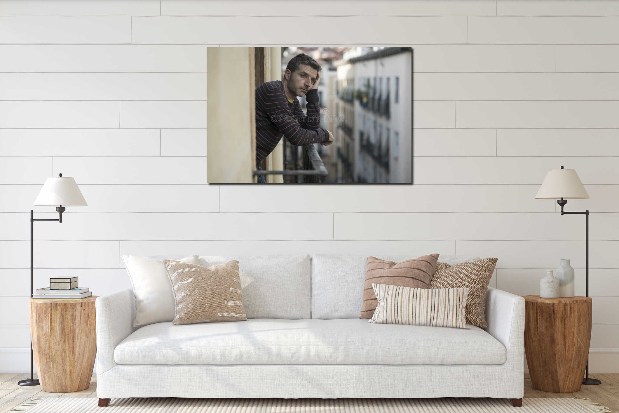 Canvas hanging interior mockup