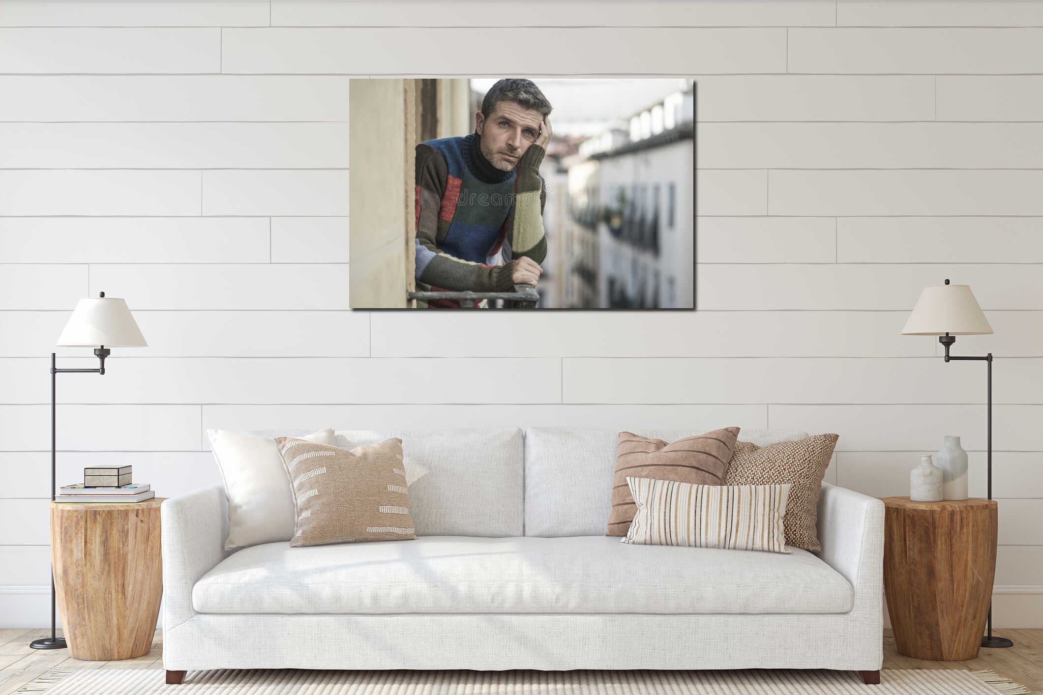 Canvas hanging interior mockup