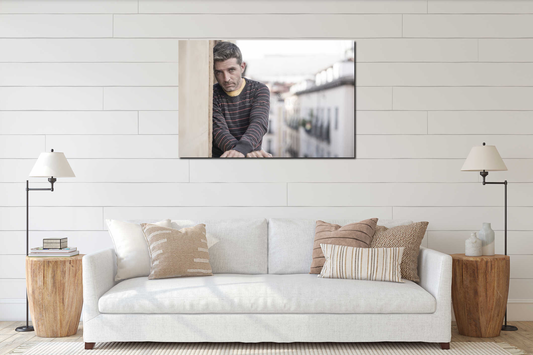 Canvas hanging interior mockup