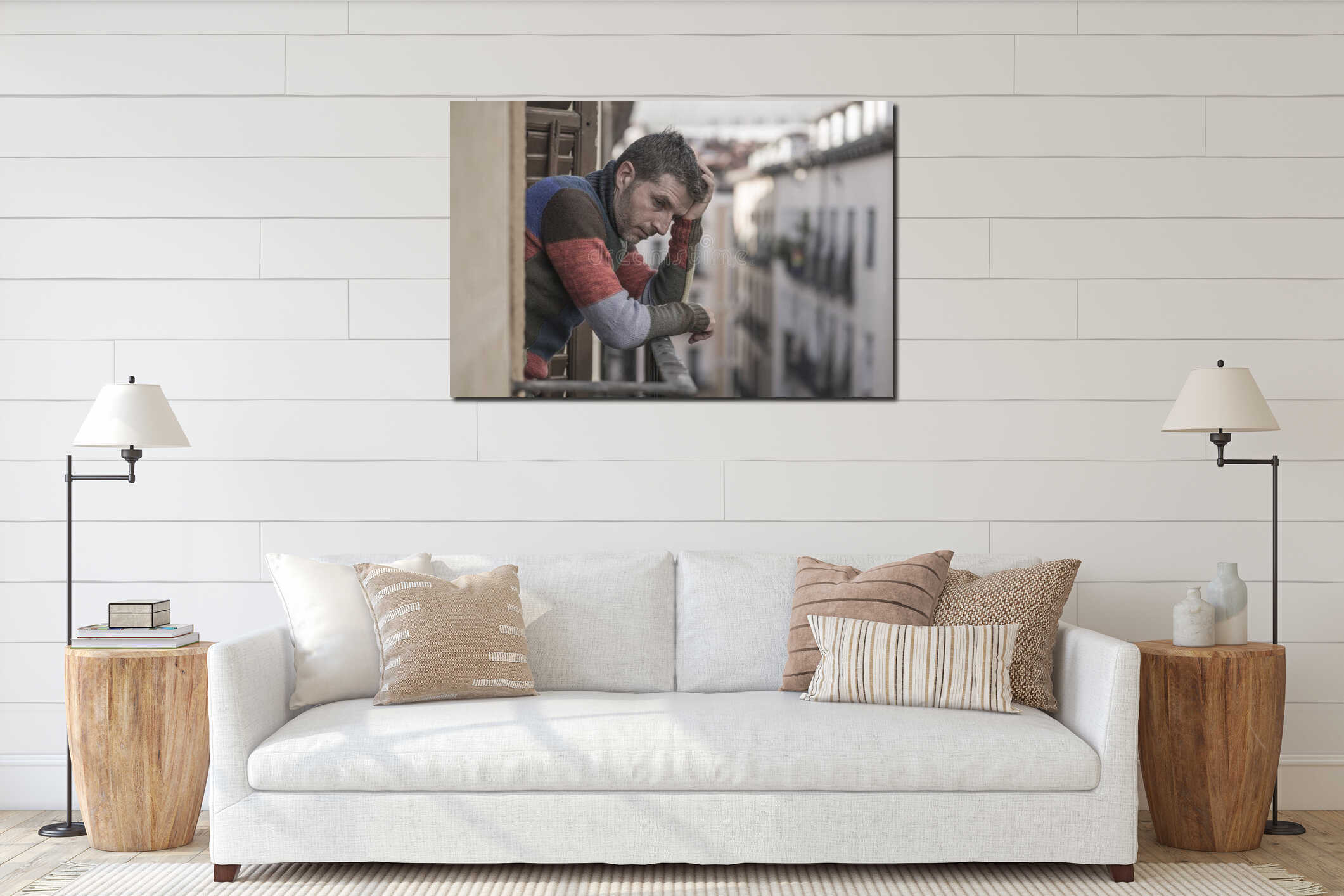 Canvas hanging interior mockup