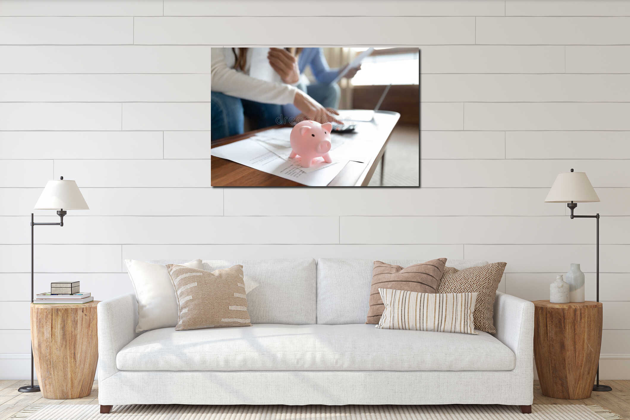 Canvas hanging interior mockup