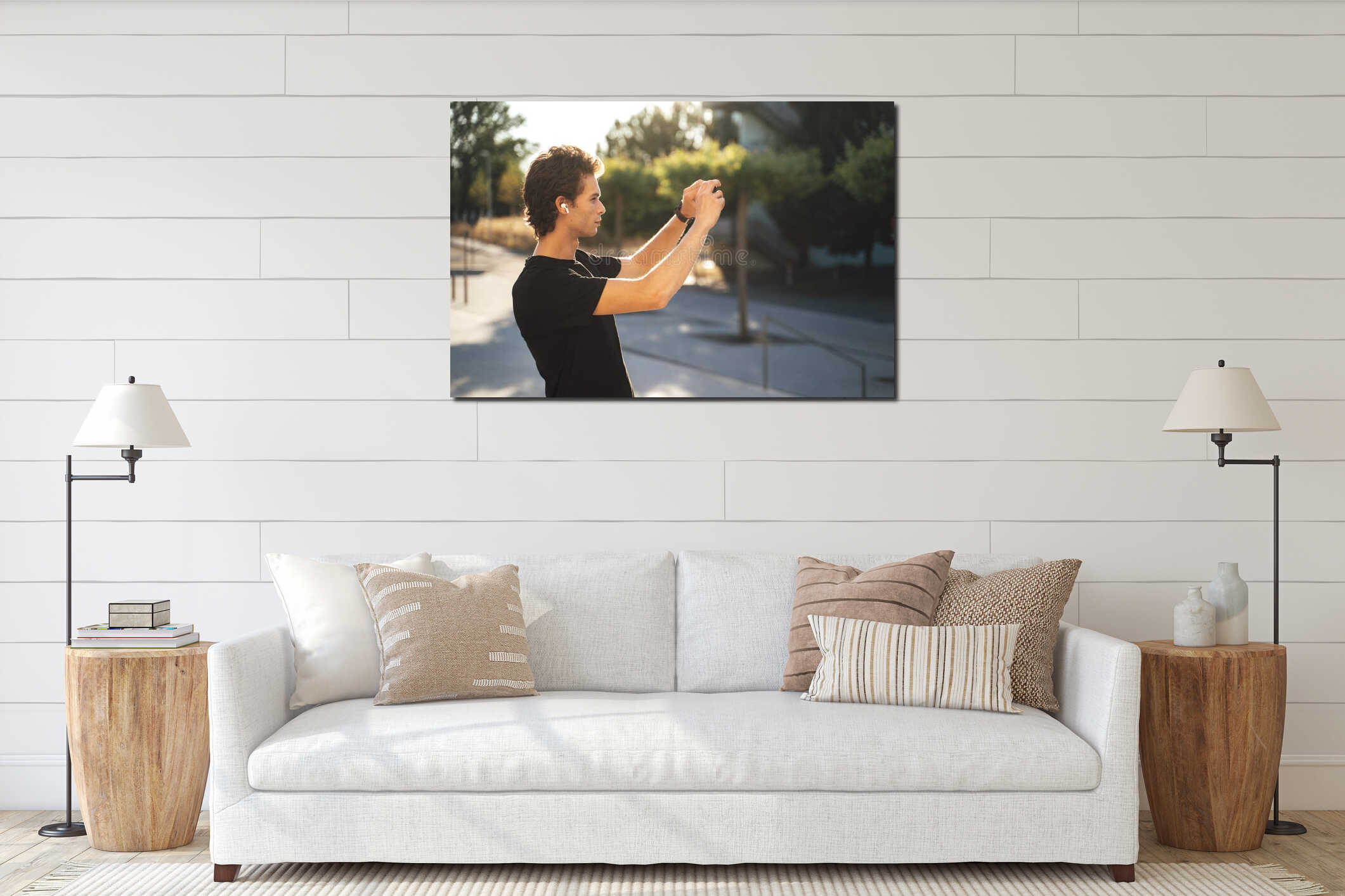 Canvas hanging interior mockup