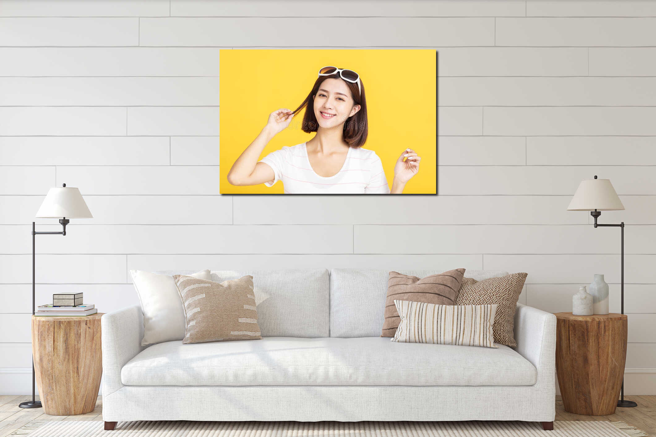 Canvas hanging interior mockup