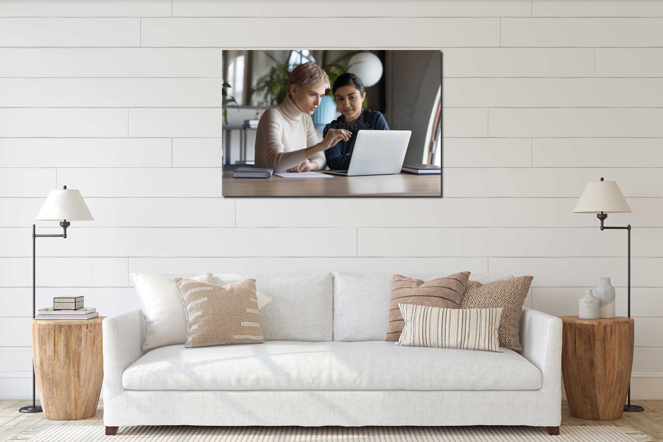Canvas hanging interior mockup