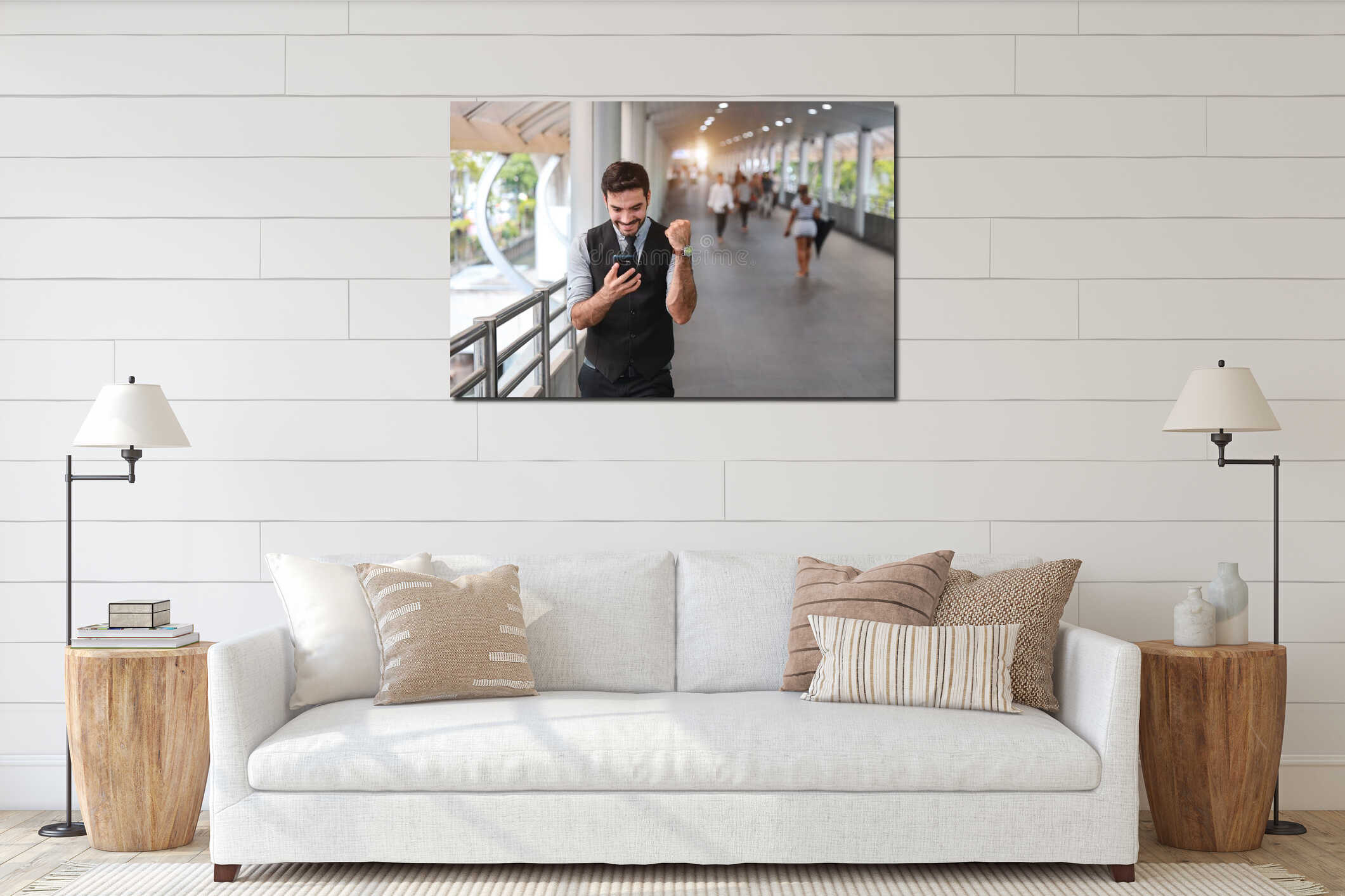 Canvas hanging interior mockup