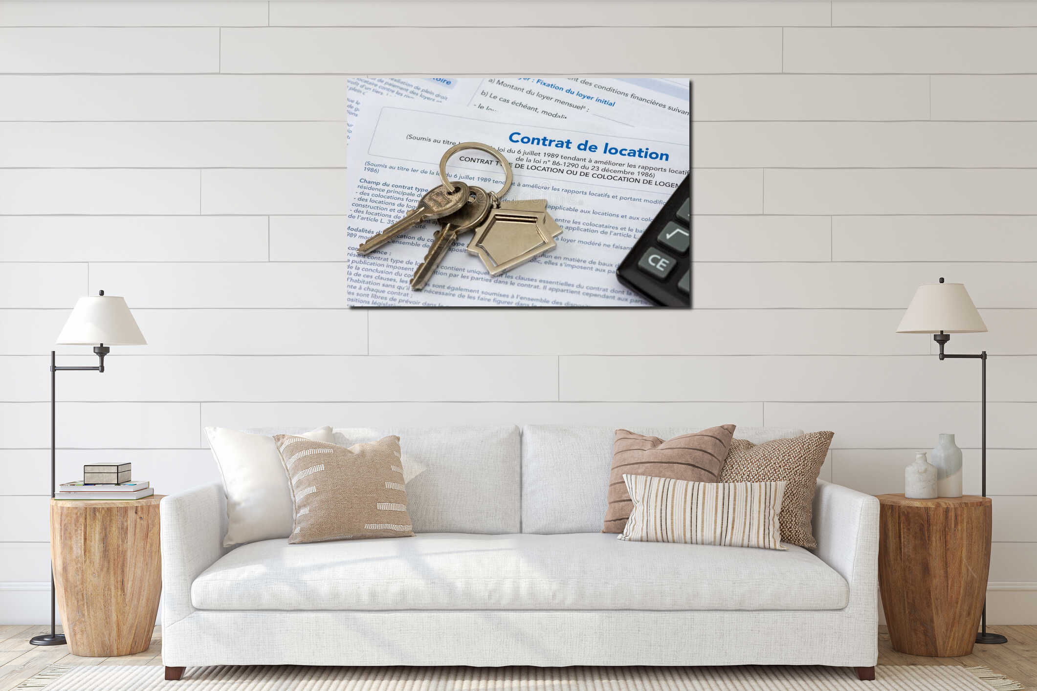 Canvas hanging interior mockup