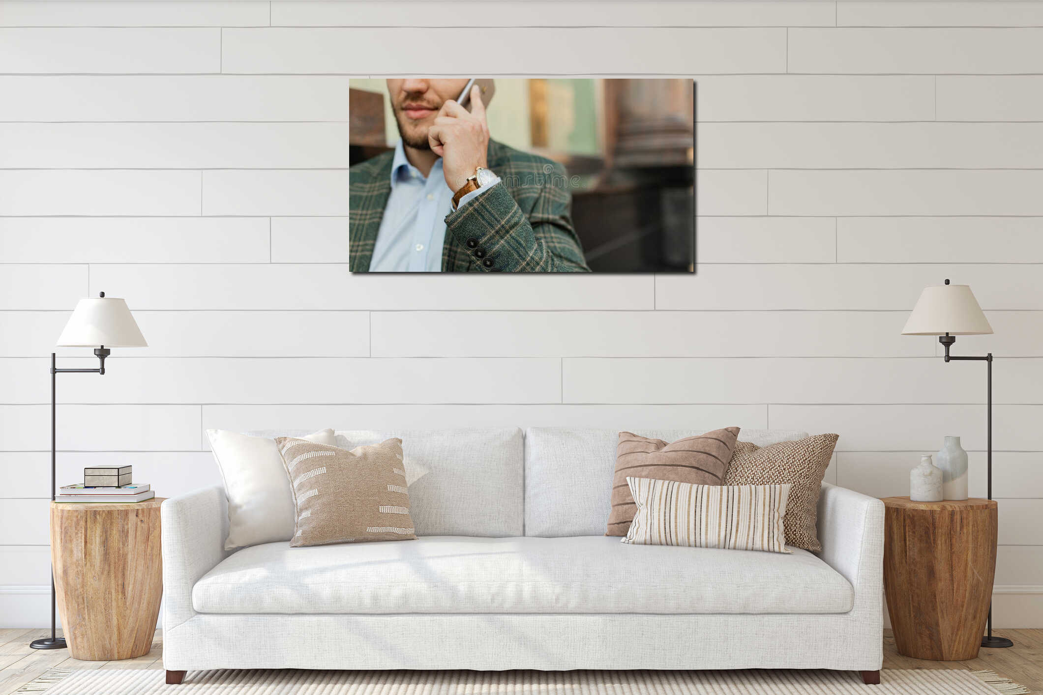Canvas hanging interior mockup