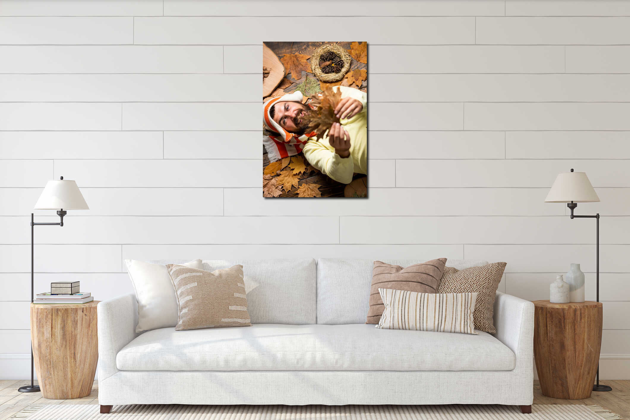 Canvas hanging interior mockup