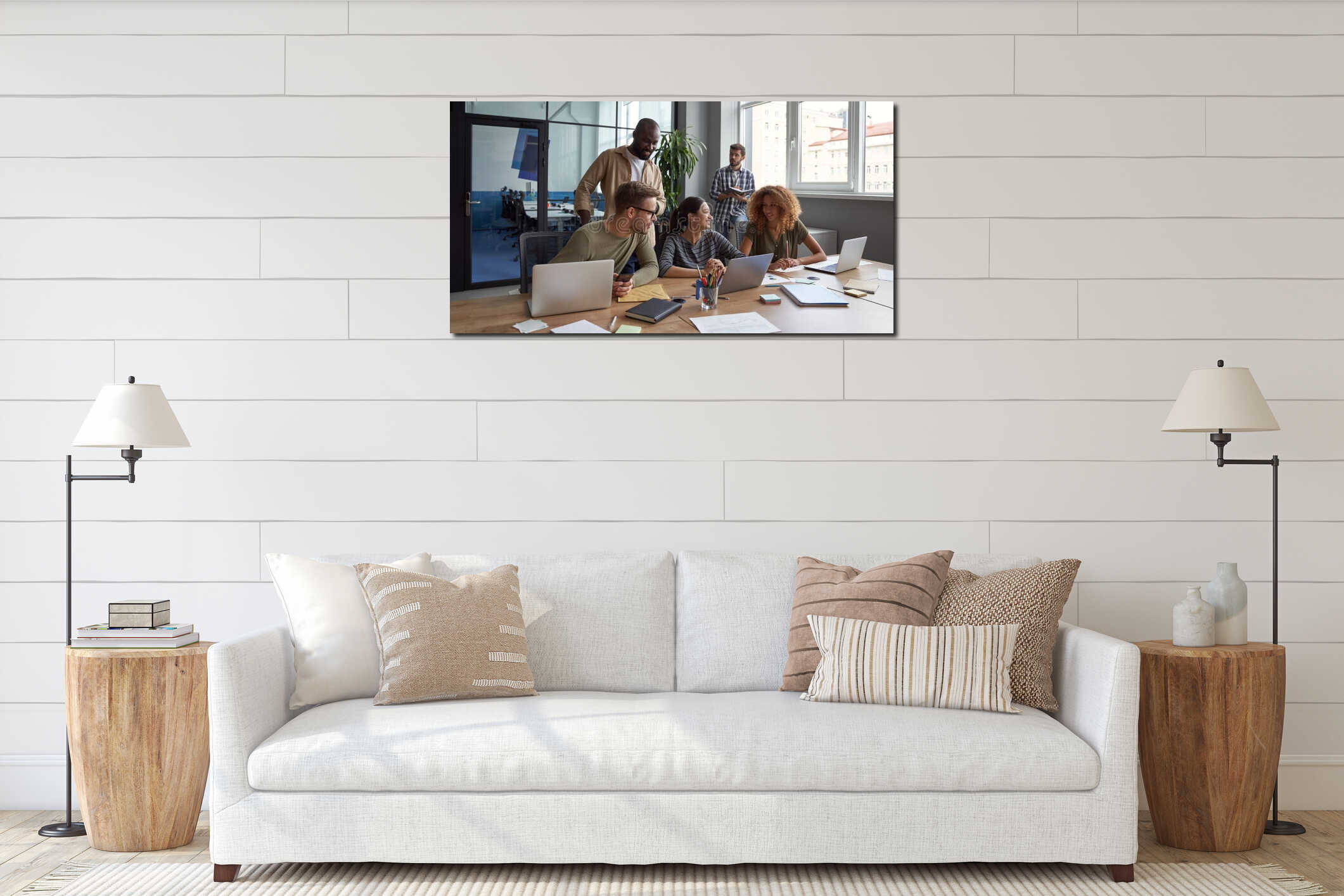 Canvas hanging interior mockup