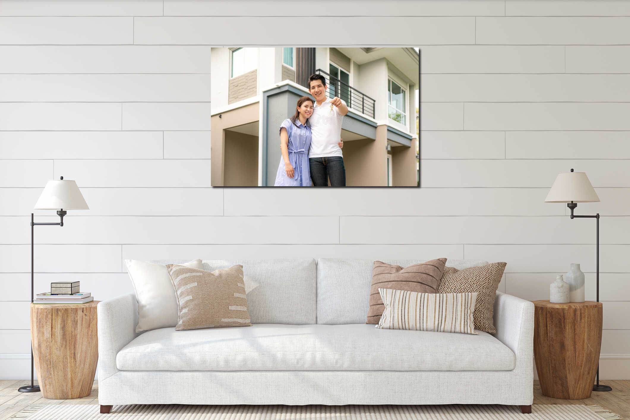 Canvas hanging interior mockup