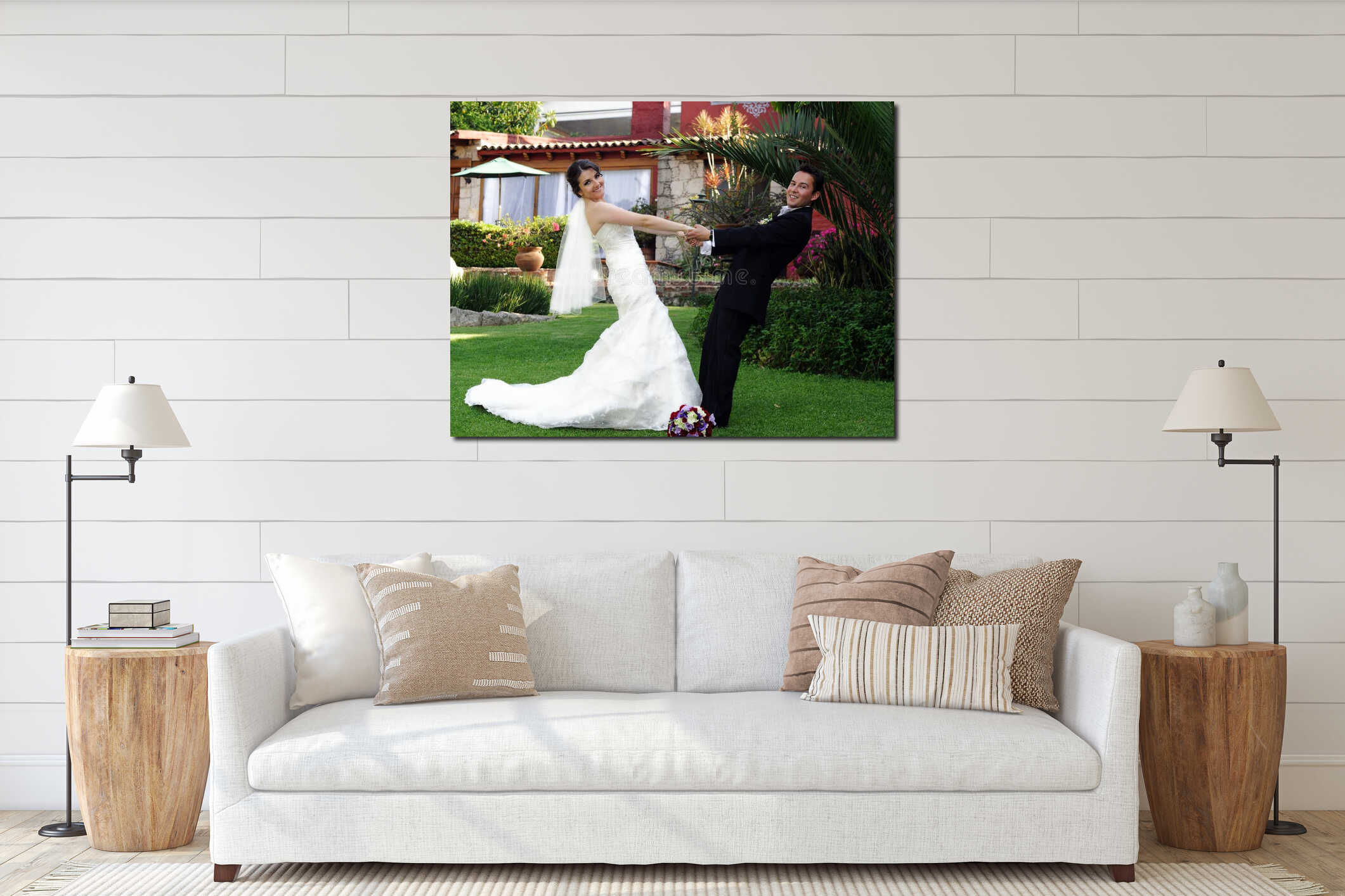 Canvas hanging interior mockup