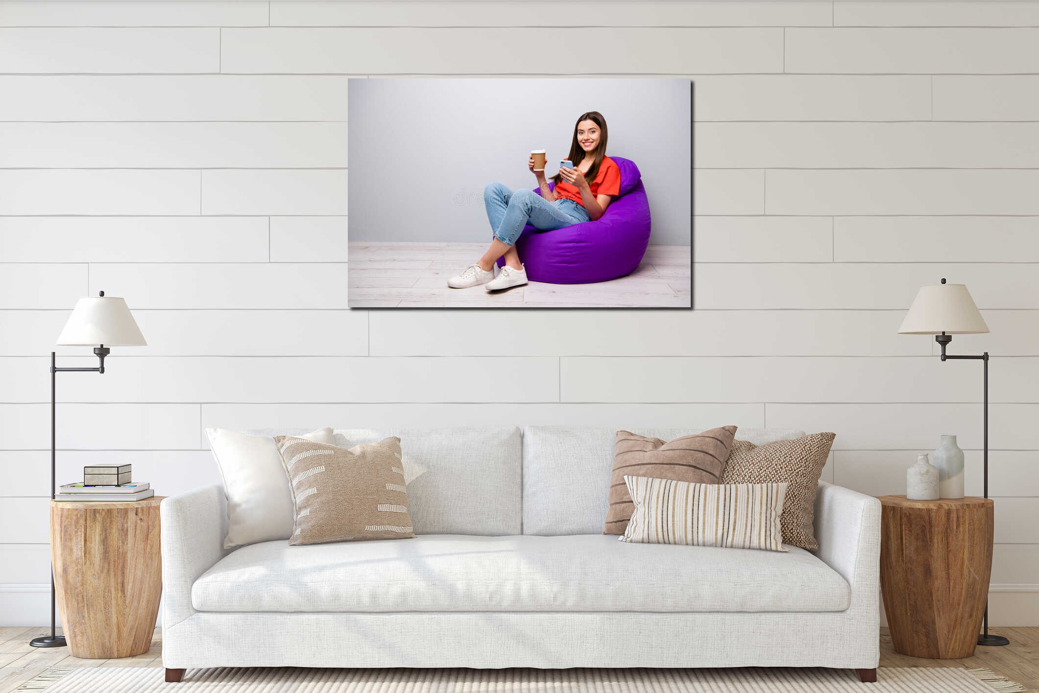 Canvas hanging interior mockup