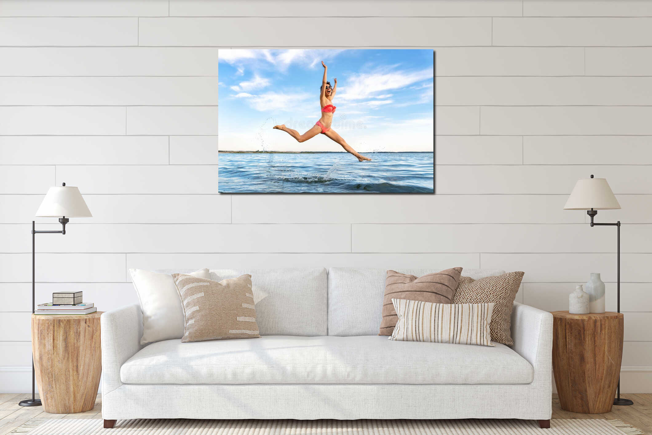 Canvas hanging interior mockup