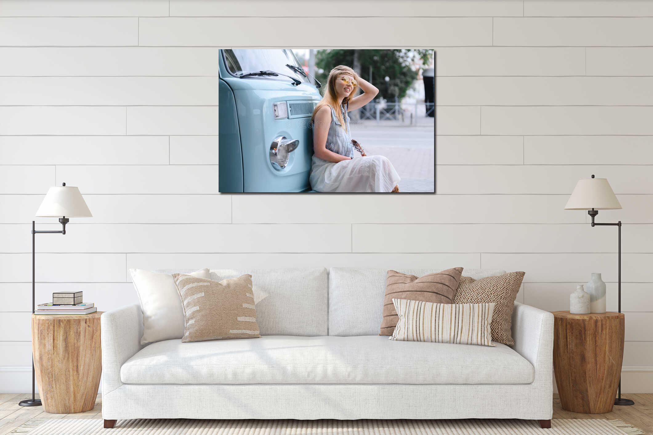 Canvas hanging interior mockup