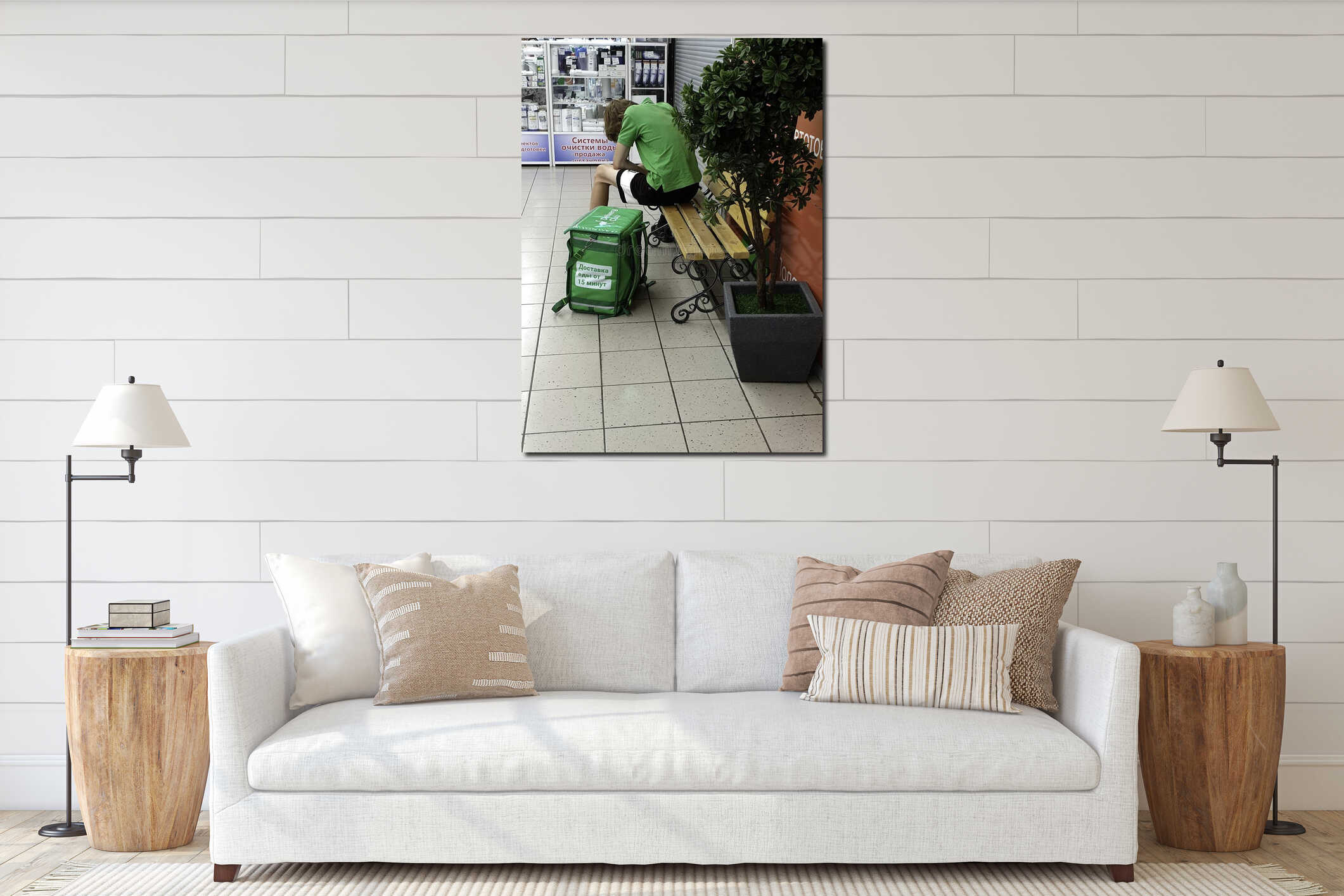 Canvas hanging interior mockup