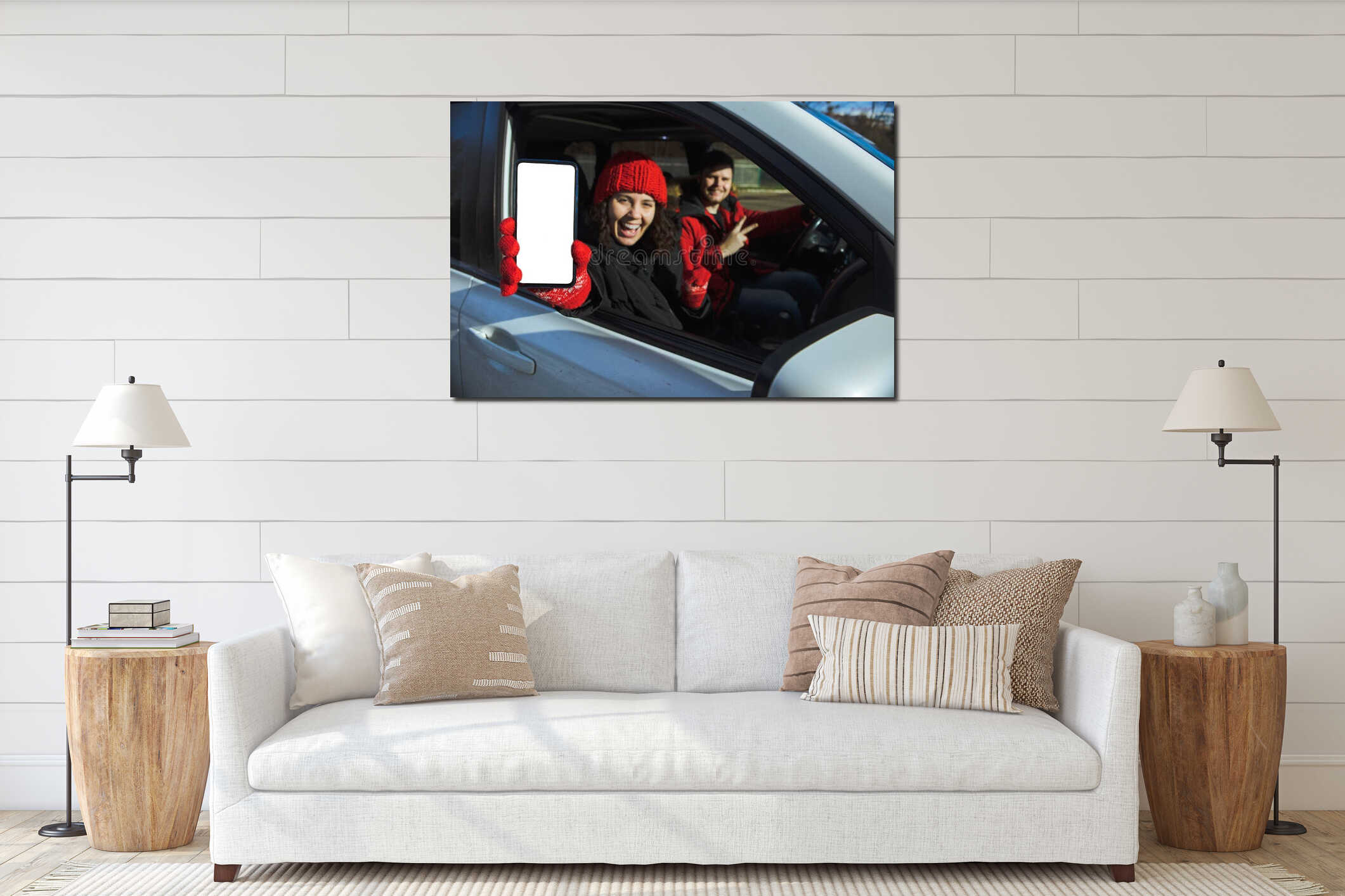 Canvas hanging interior mockup