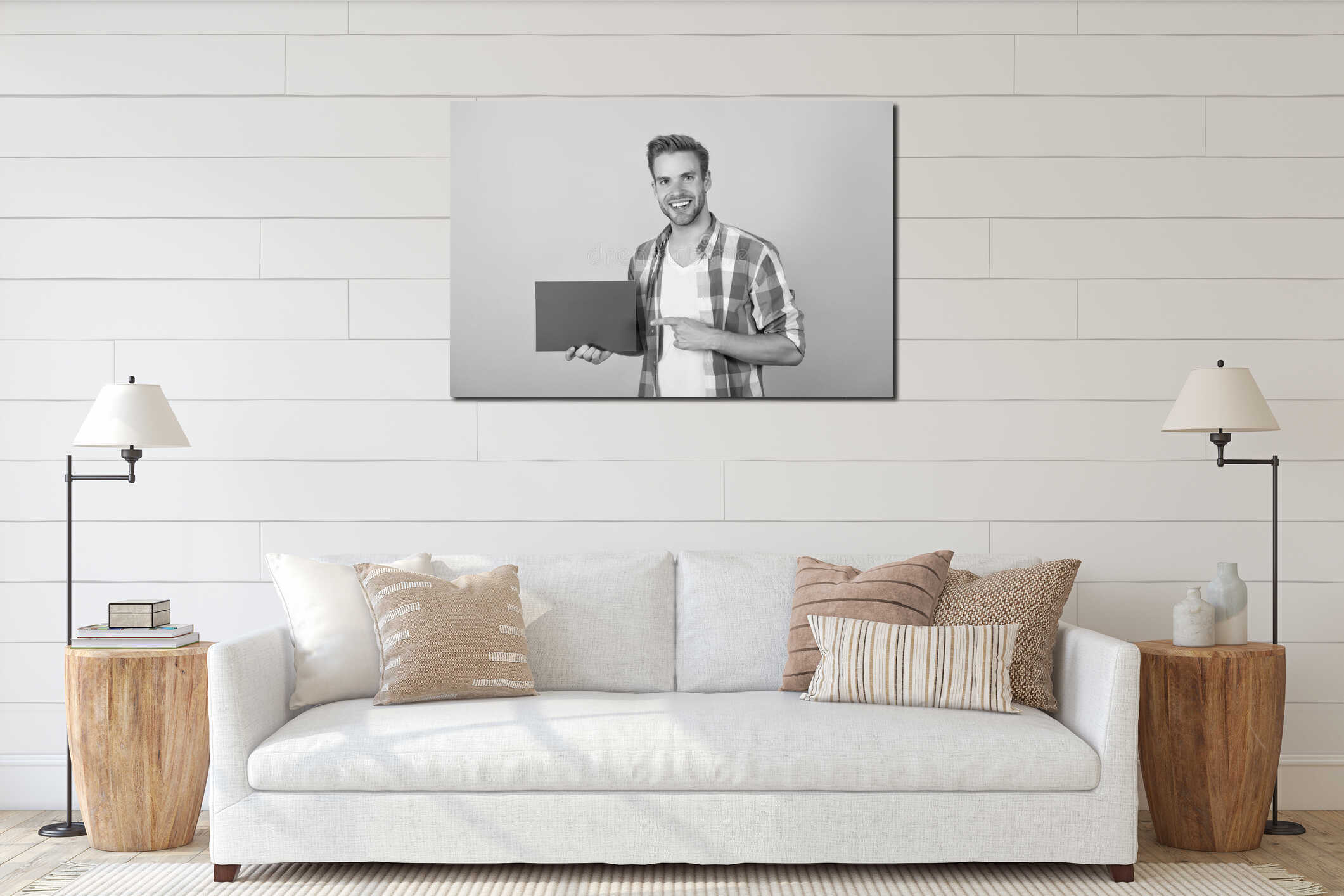 Canvas hanging interior mockup