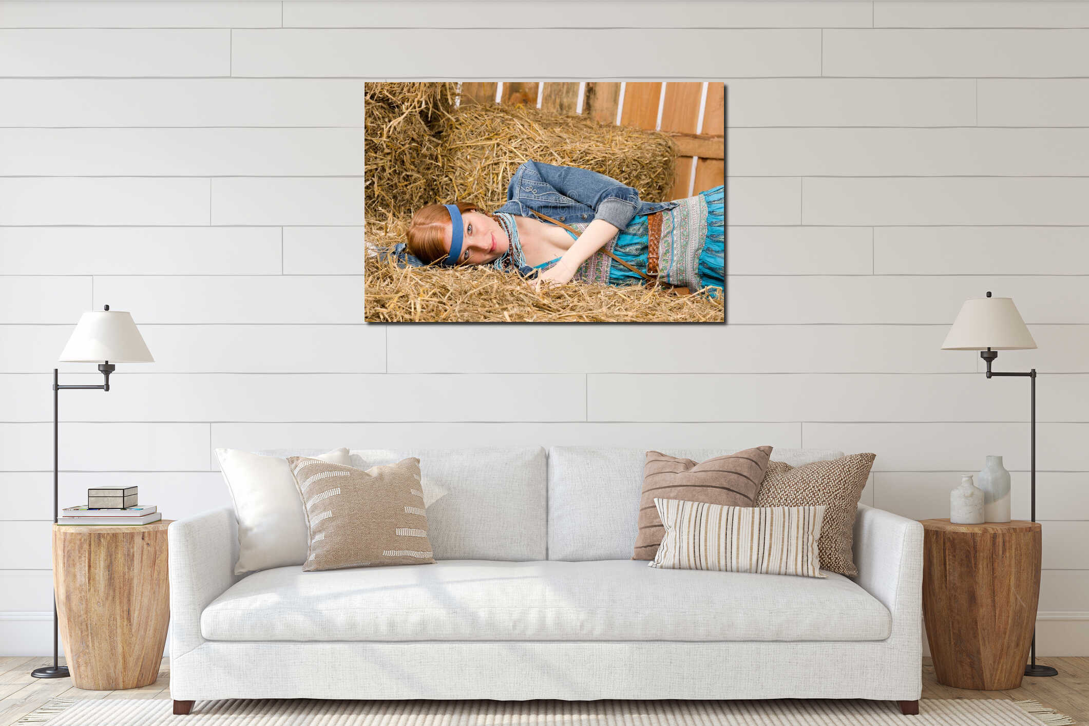 Canvas hanging interior mockup