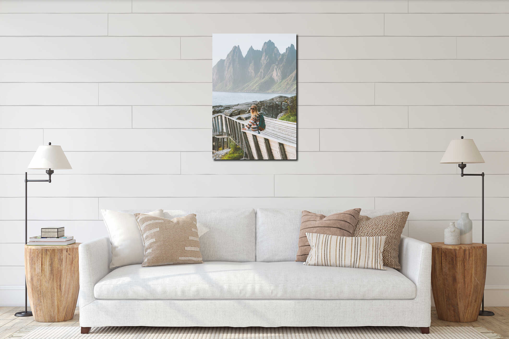 Canvas hanging interior mockup
