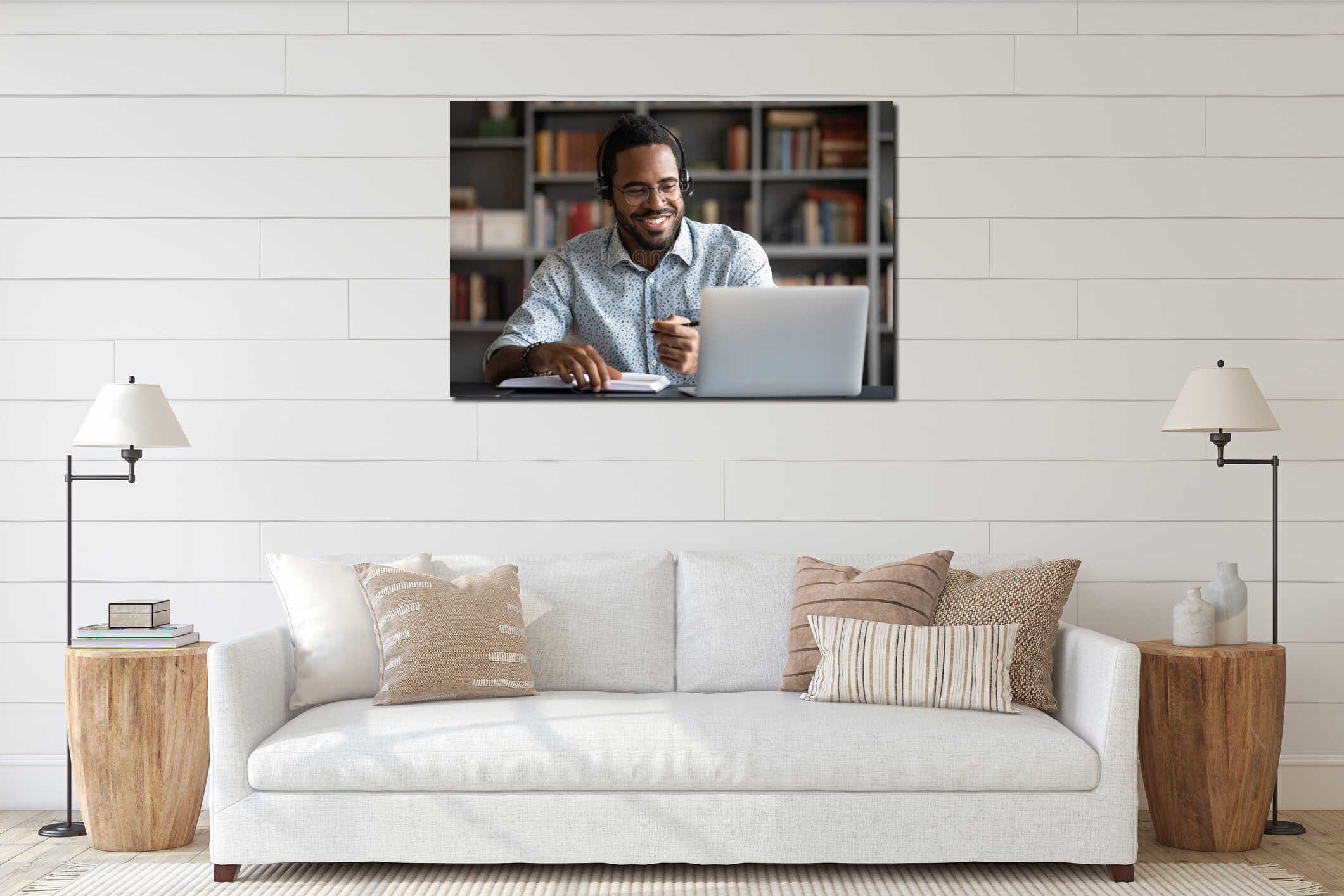 Canvas hanging interior mockup