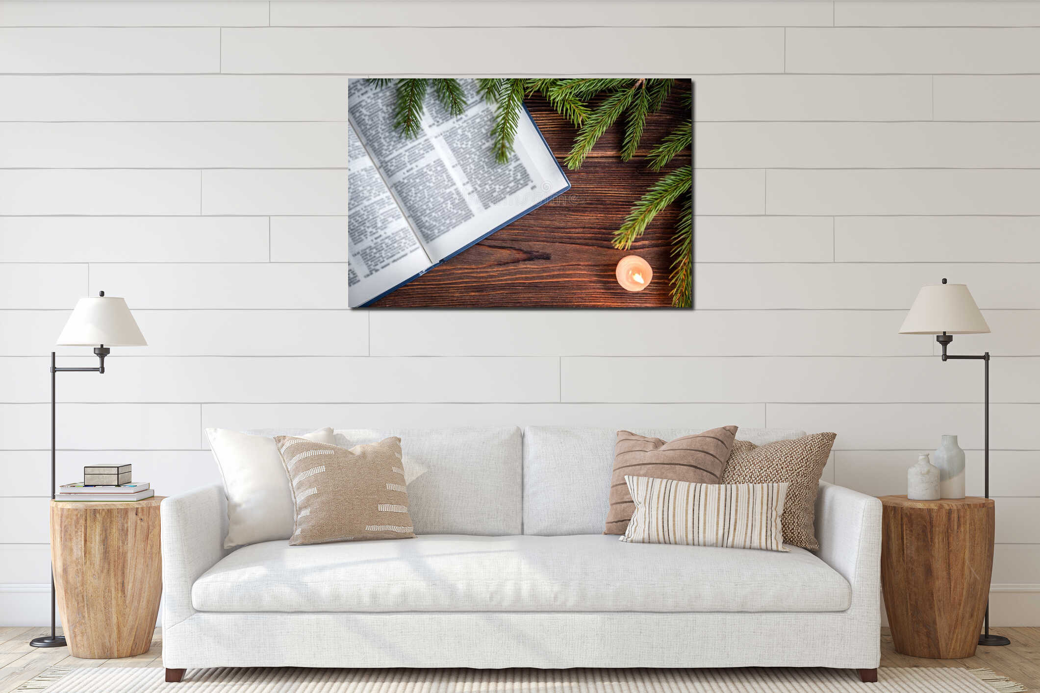 Canvas hanging interior mockup