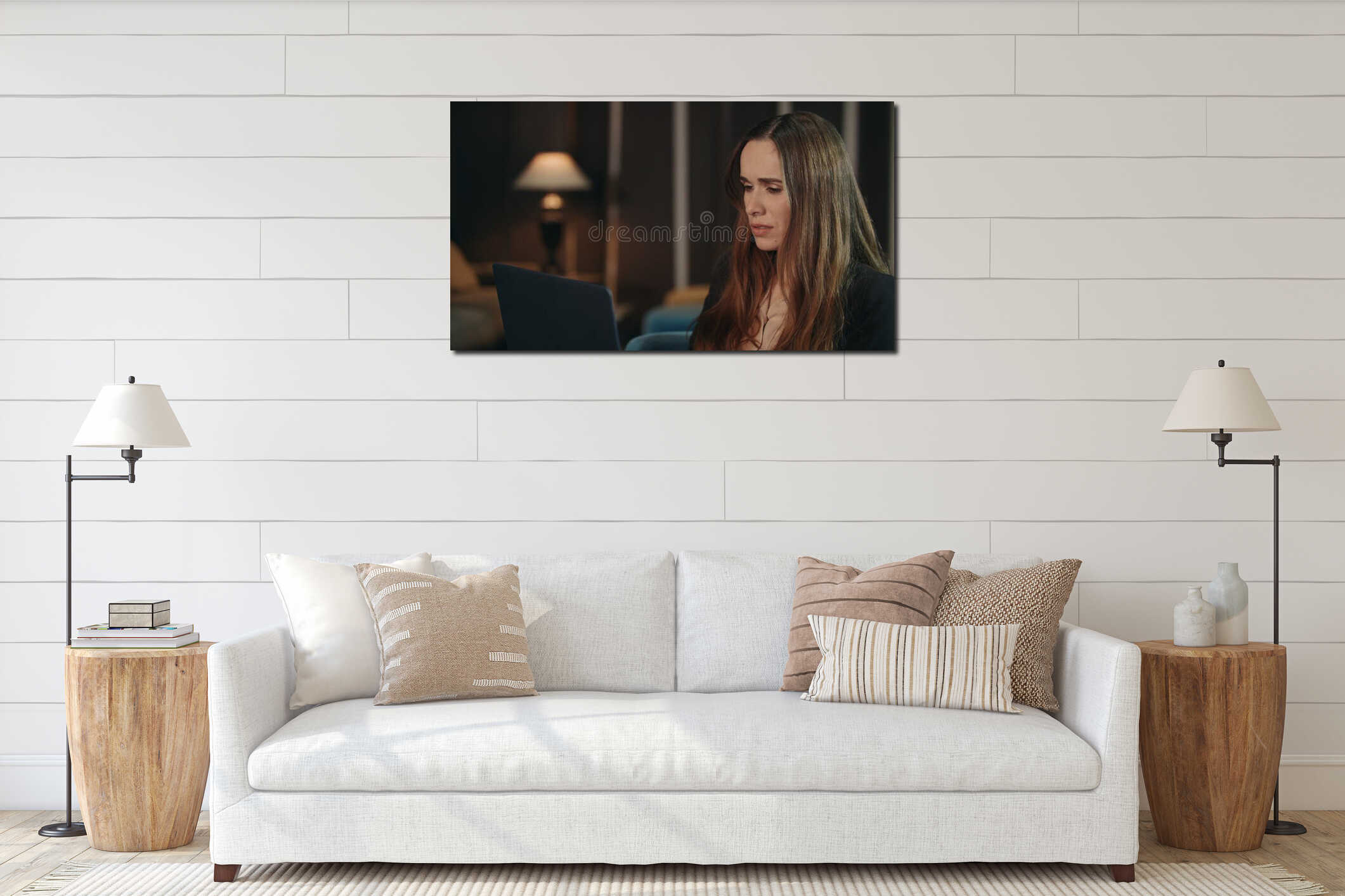 Canvas hanging interior mockup