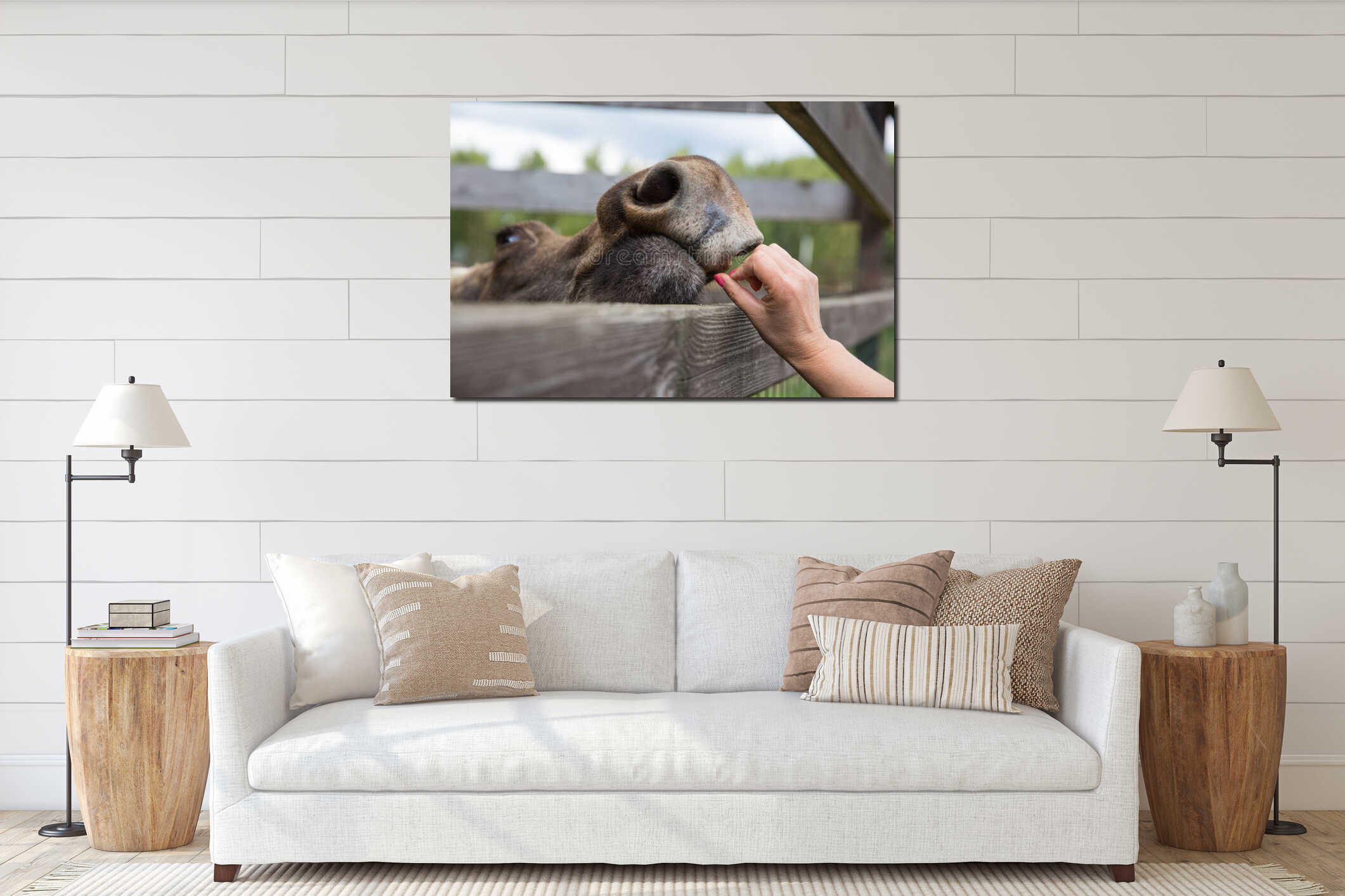 Canvas hanging interior mockup