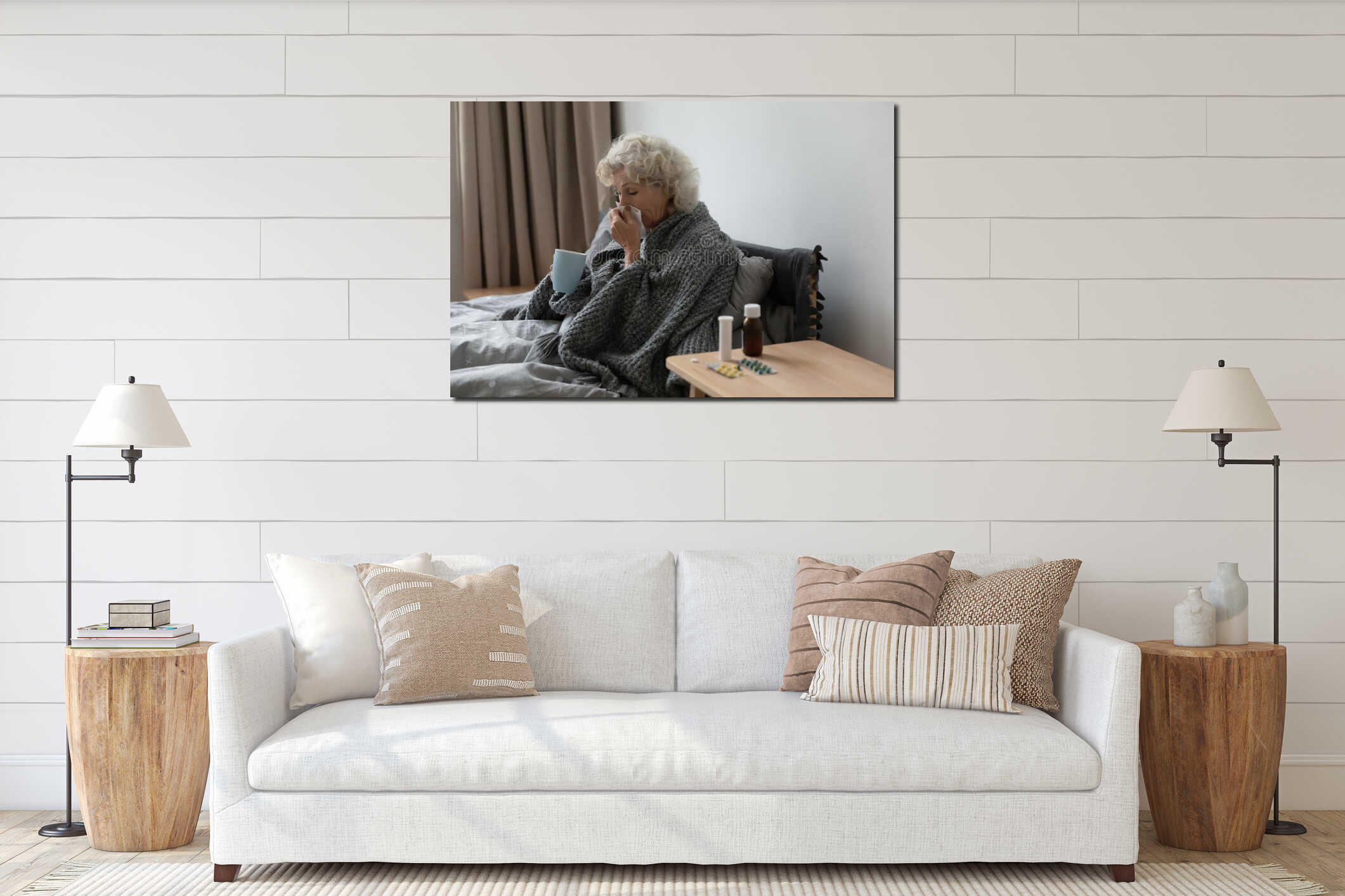 Canvas hanging interior mockup
