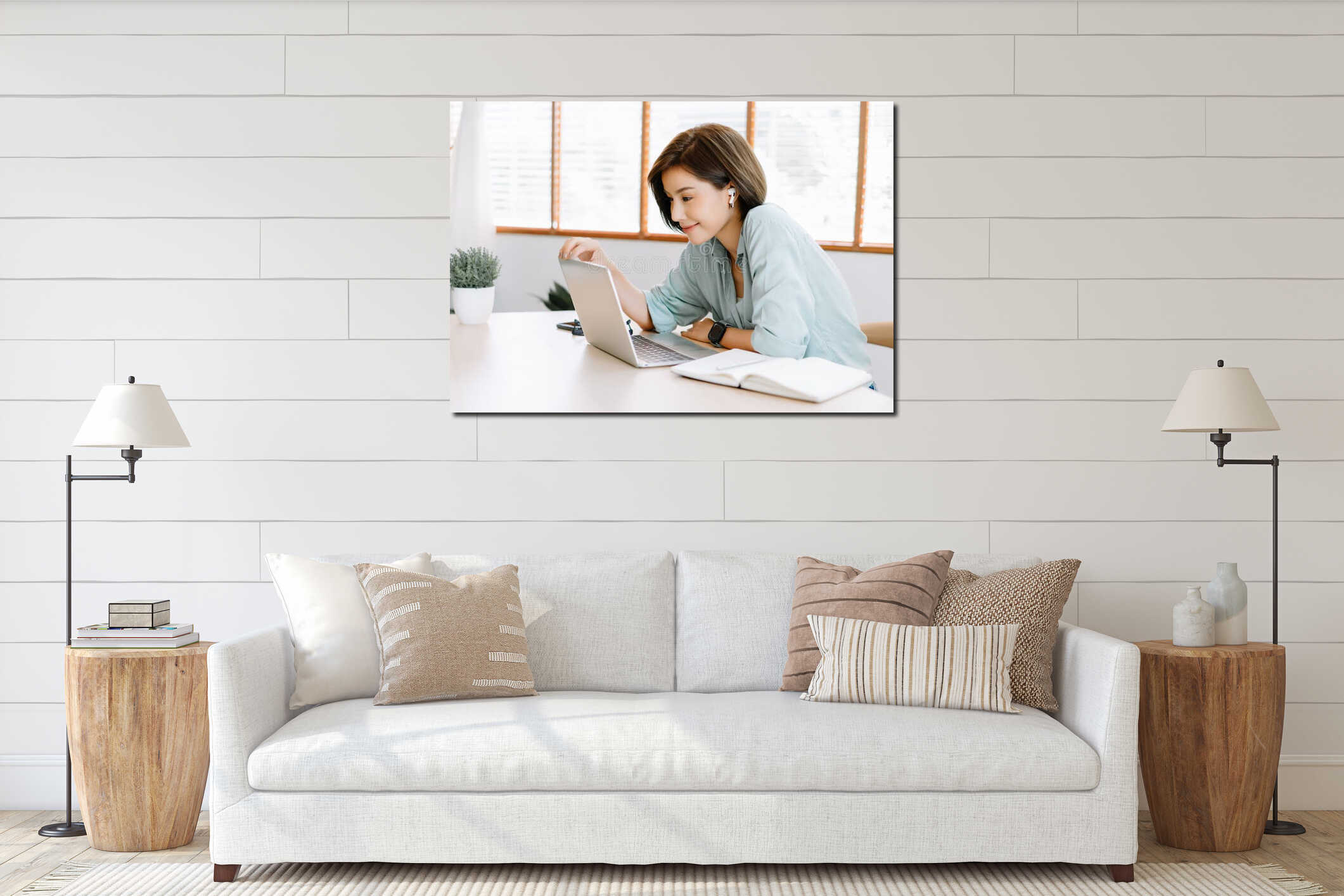 Canvas hanging interior mockup