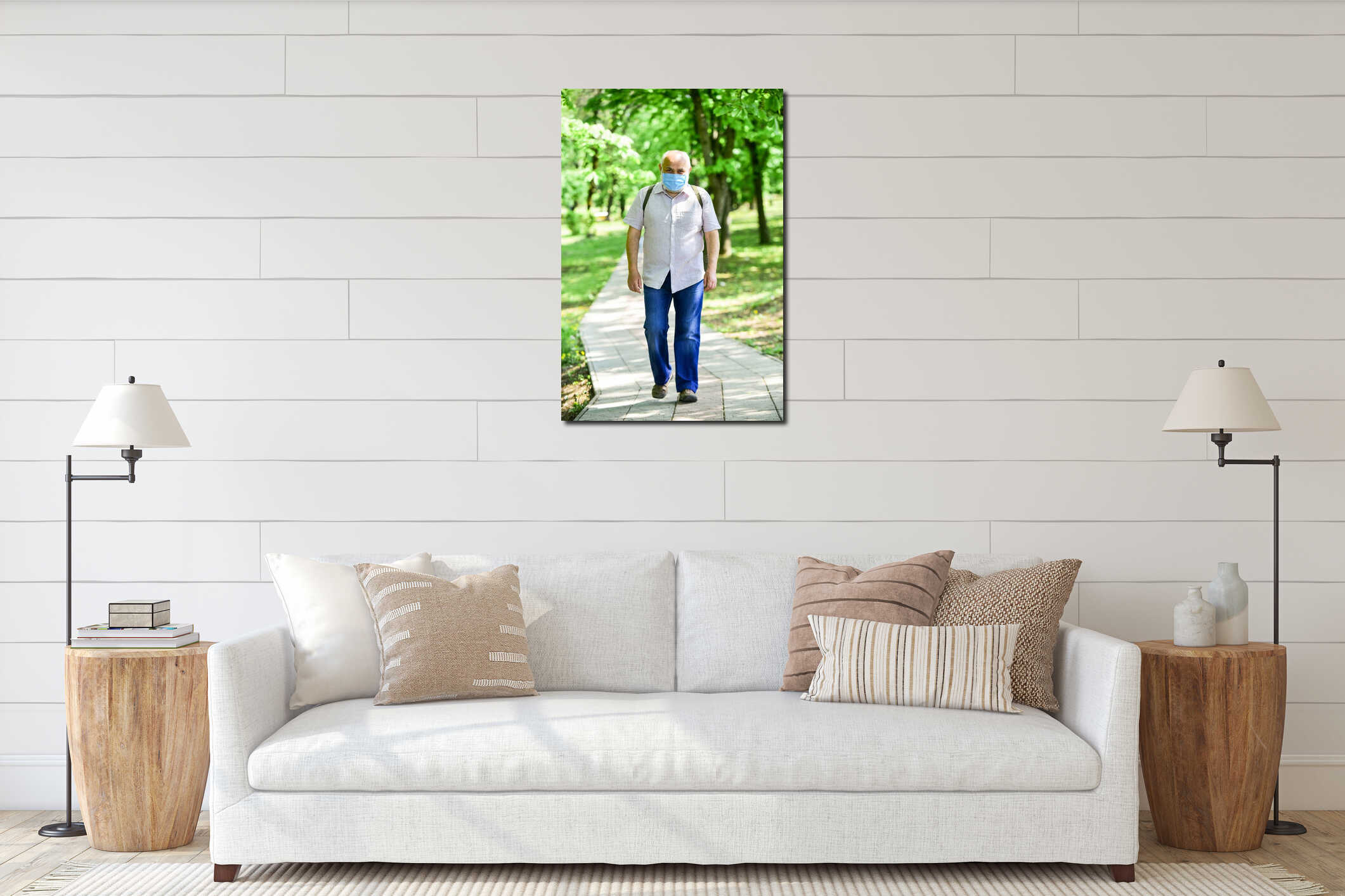 Canvas hanging interior mockup