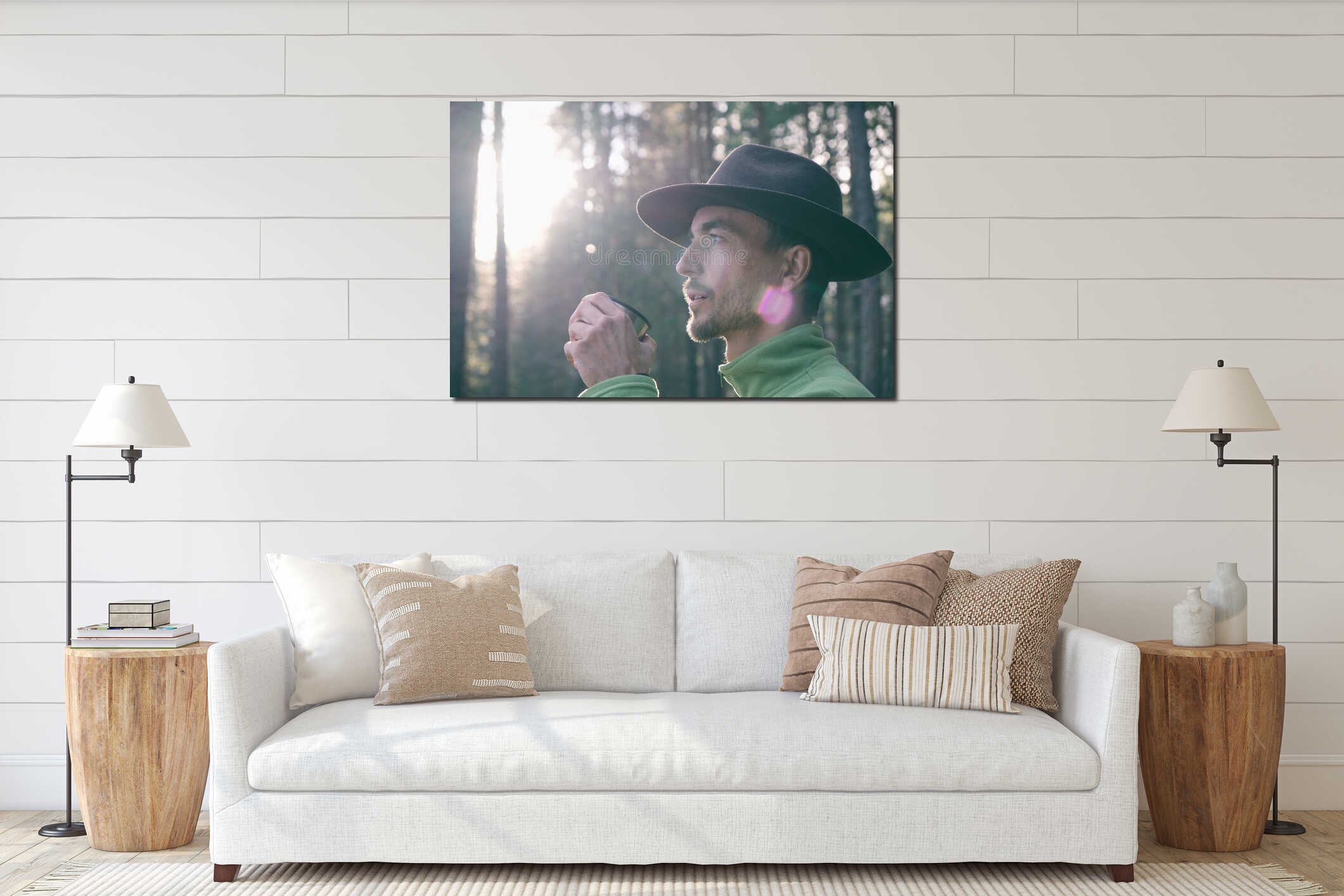Canvas hanging interior mockup