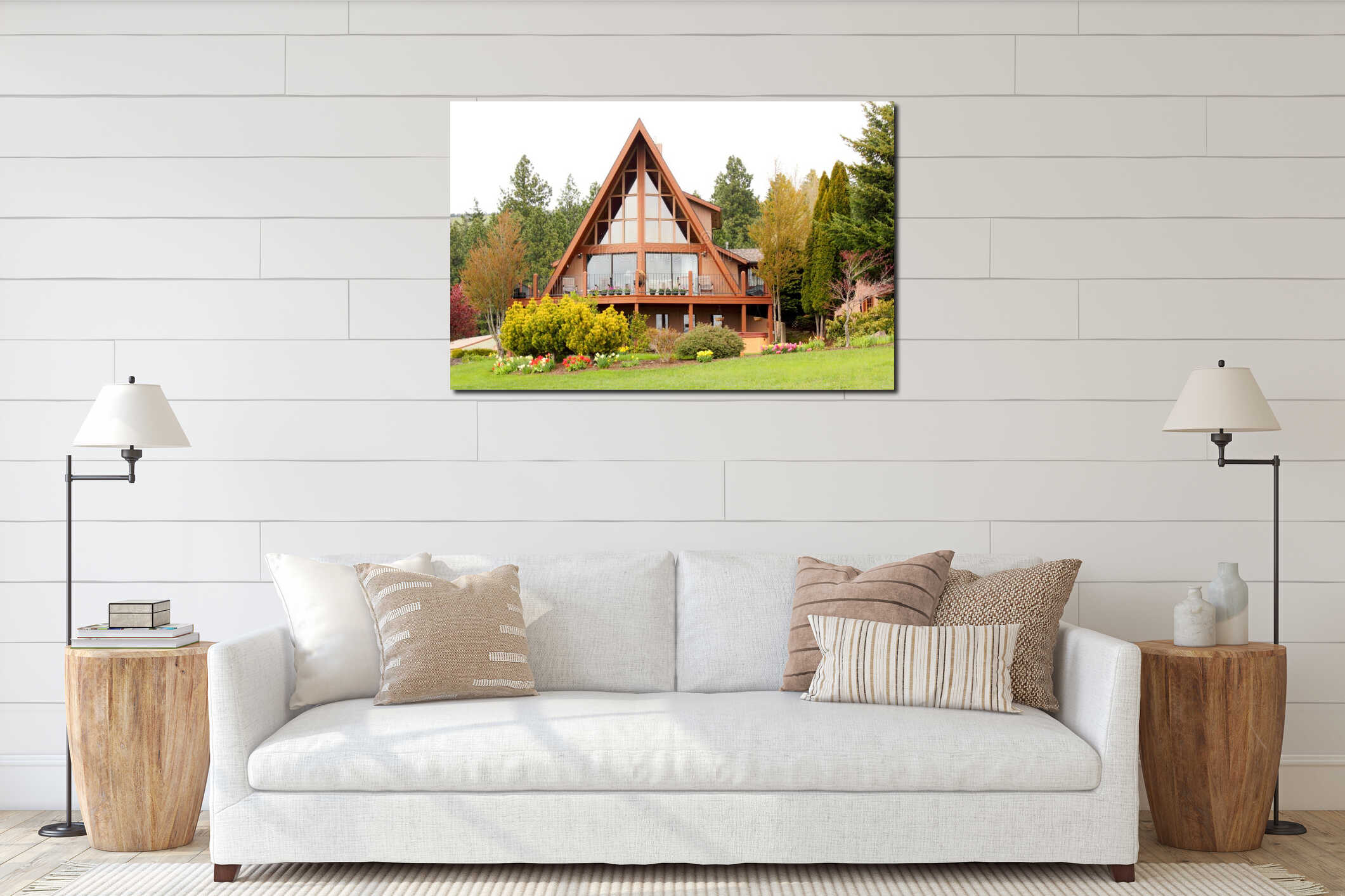 Canvas hanging interior mockup