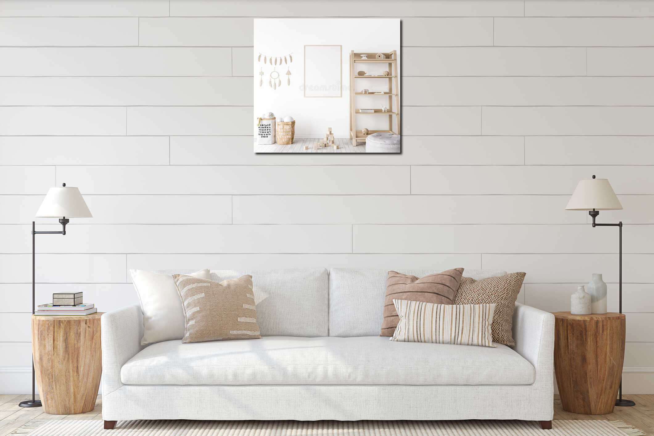 Canvas hanging interior mockup