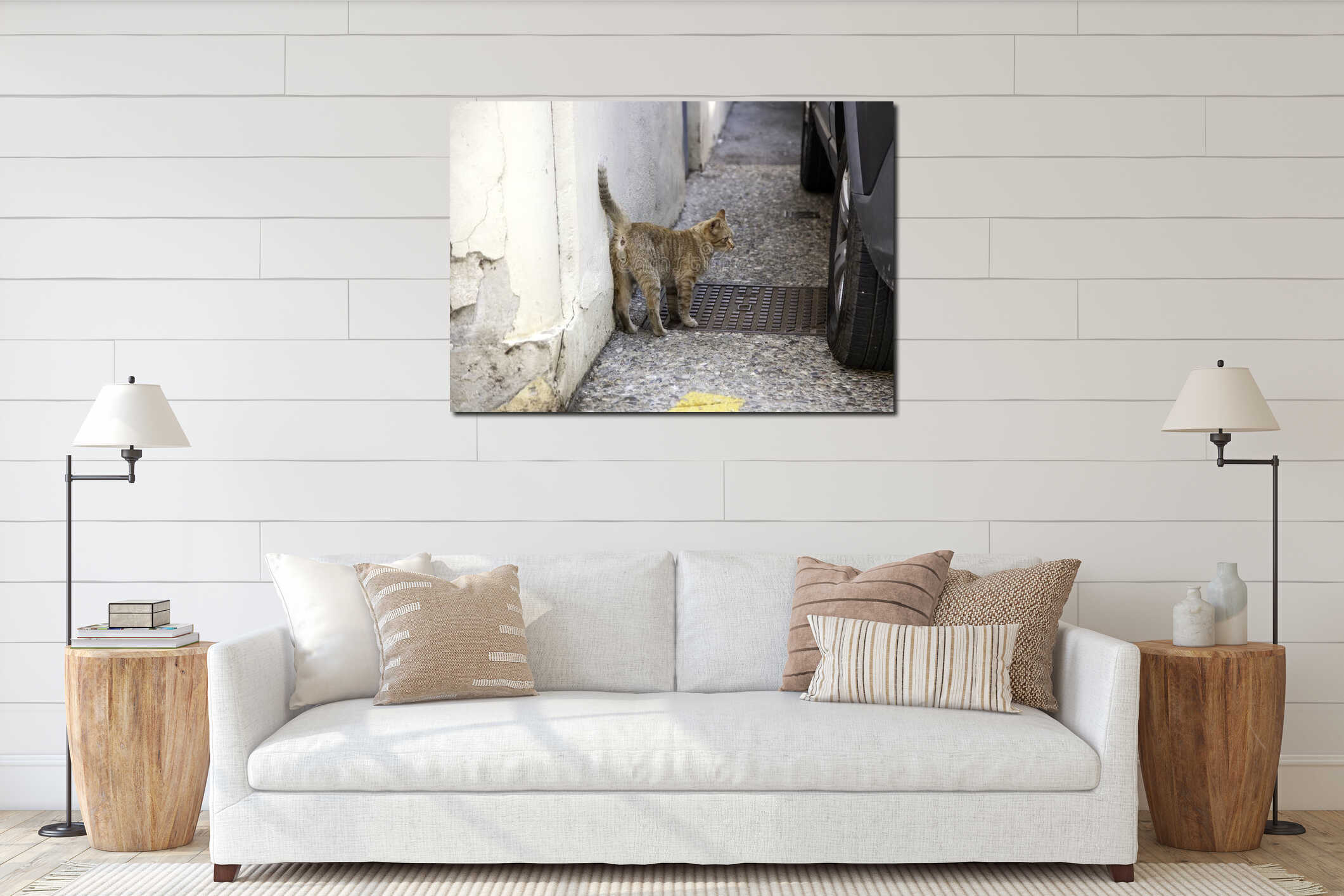 Canvas hanging interior mockup