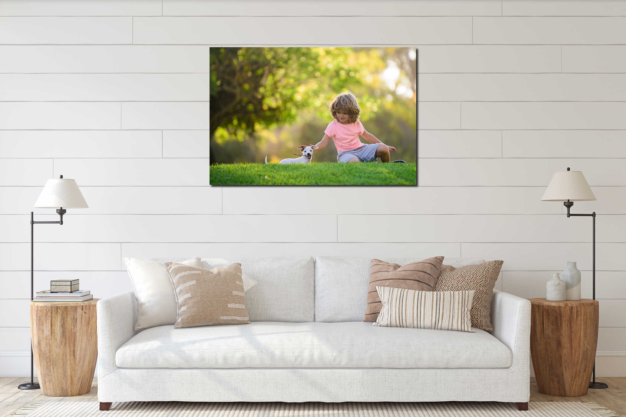 Canvas hanging interior mockup