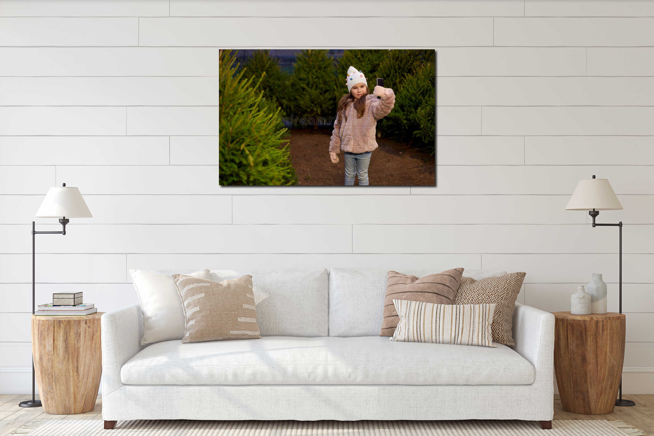 Canvas hanging interior mockup