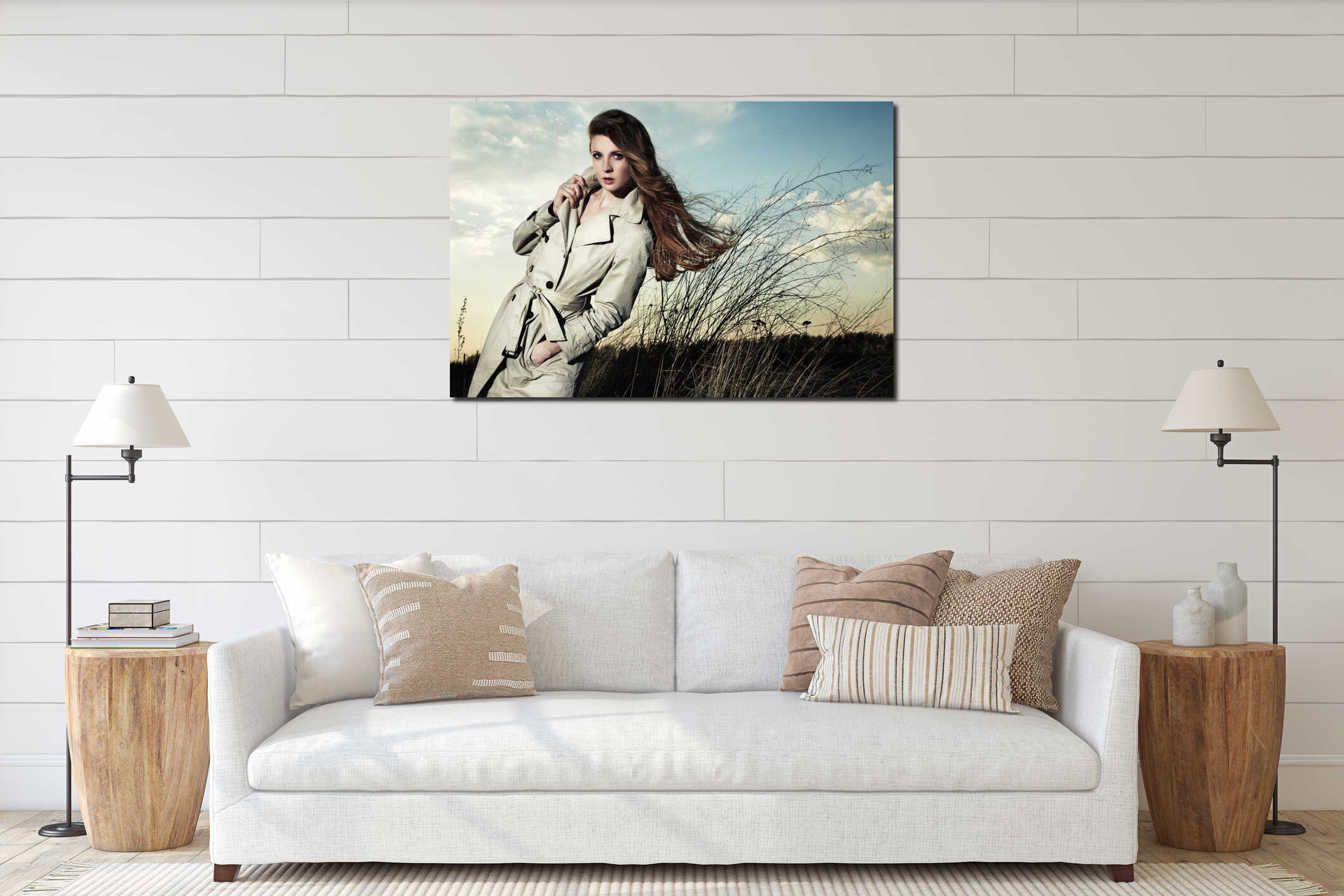 Canvas hanging interior mockup